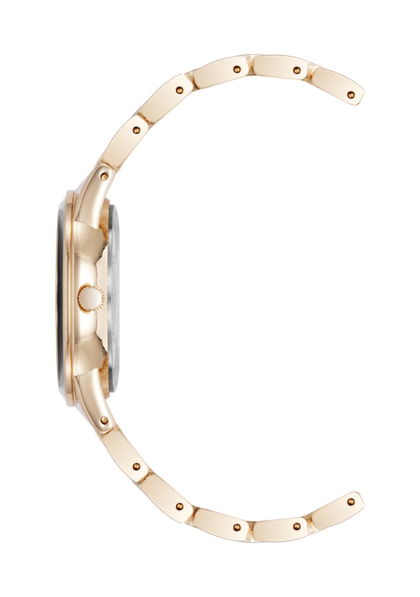 Quartz Black Enamel and Gold-Tone Metal Alloy Watch