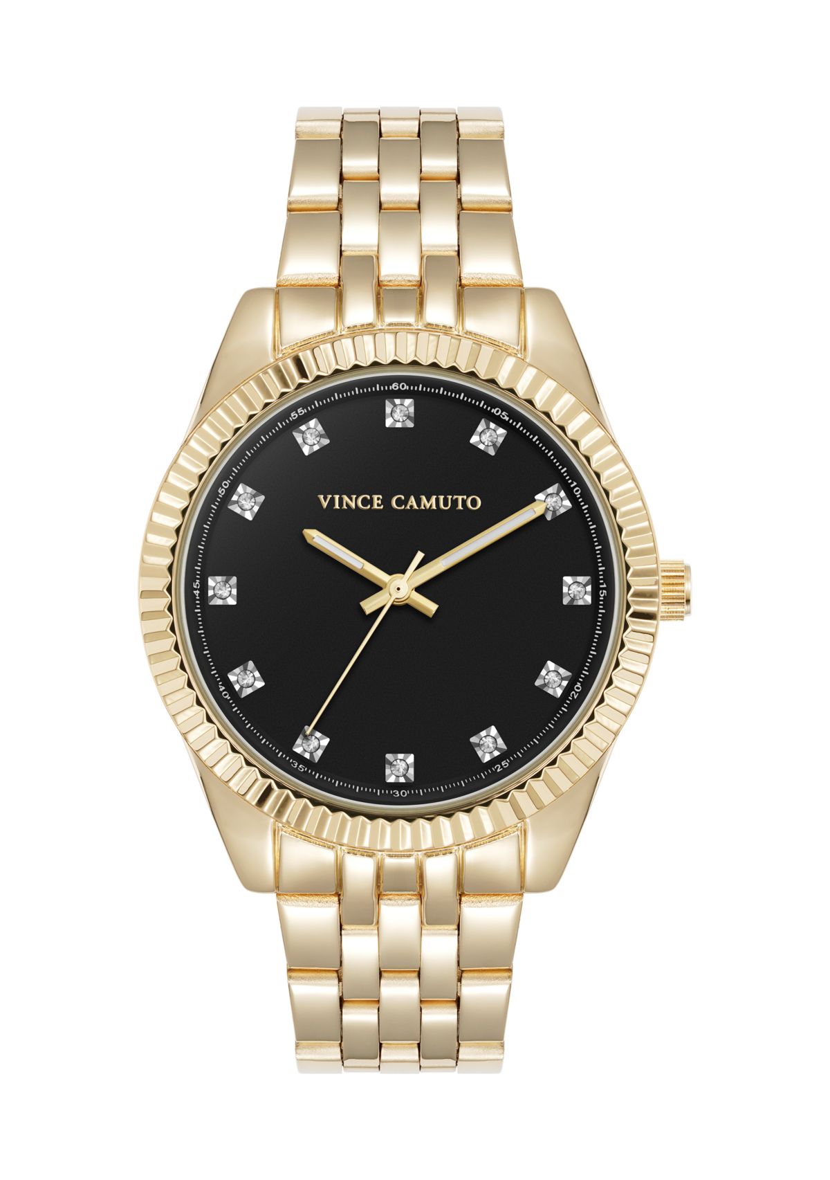 Quartz Gold-Tone Metal Alloy Crystal Accented Dial Watch