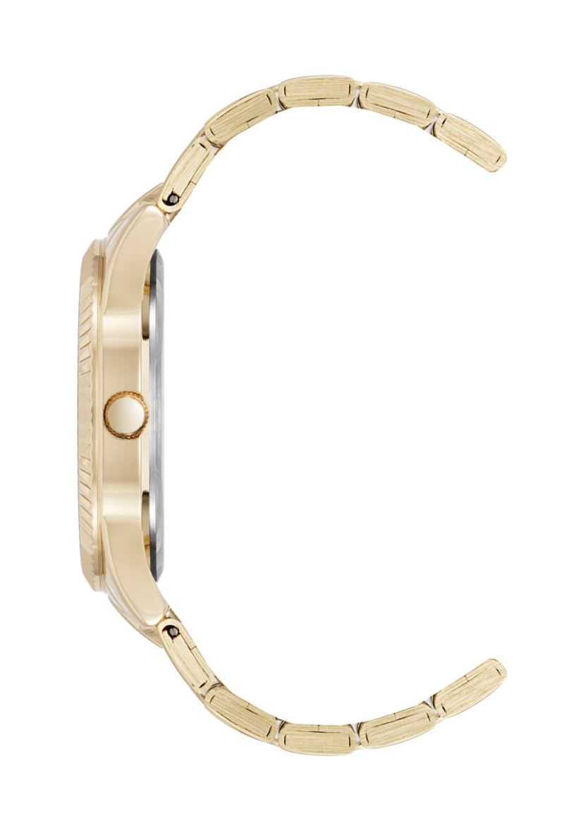 Quartz Gold-Tone Metal Alloy Crystal Accented Dial Watch