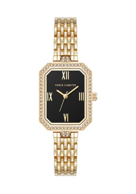 Vince Camuto Women's Quartz Gold-Tone Metal Alloy Bracelet with Black Dial Watch