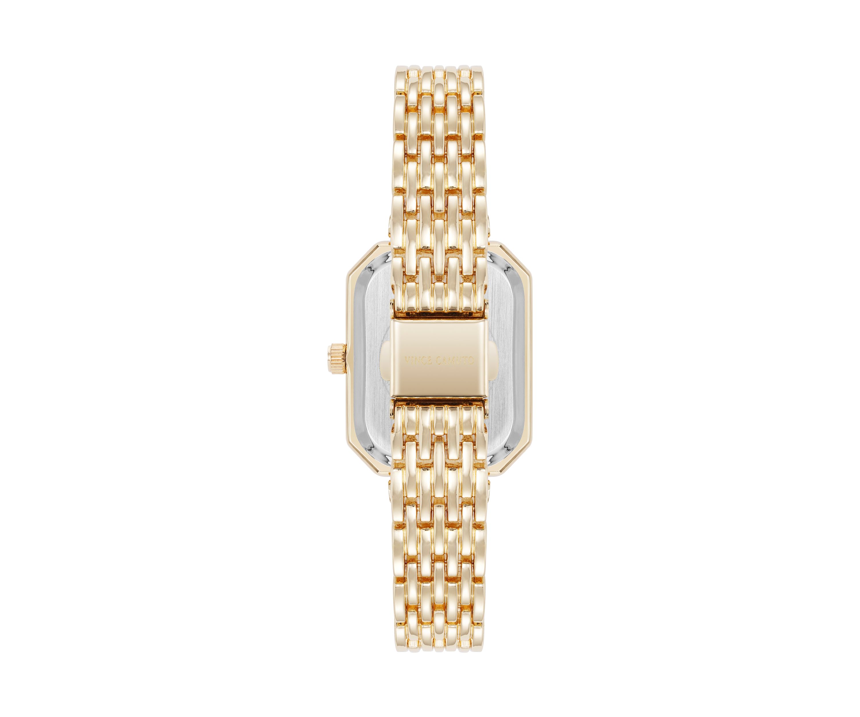Quartz Gold-Tone Metal Alloy Crystal Bezel Watch