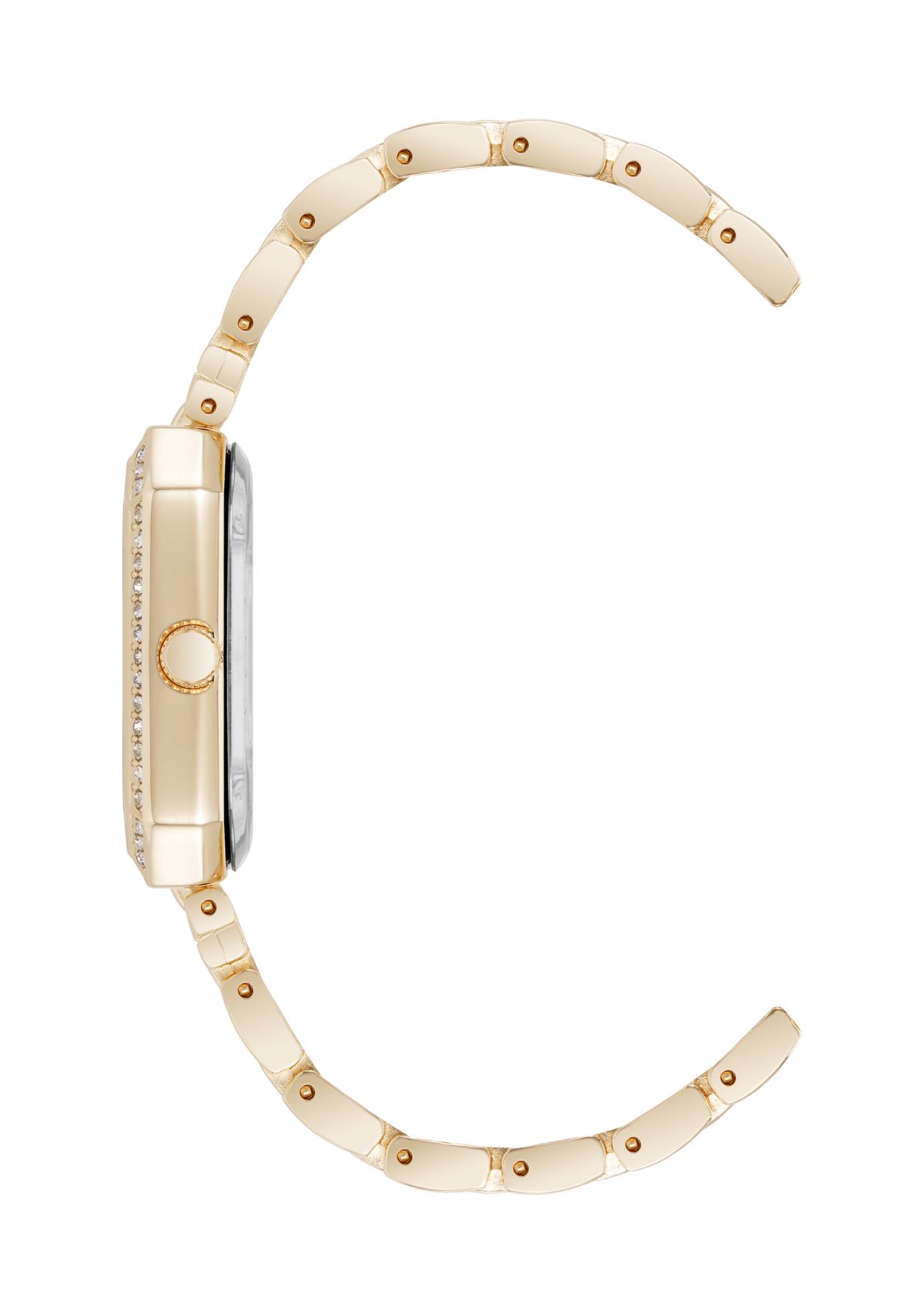 Quartz Gold-Tone Metal Alloy Crystal Bezel Watch