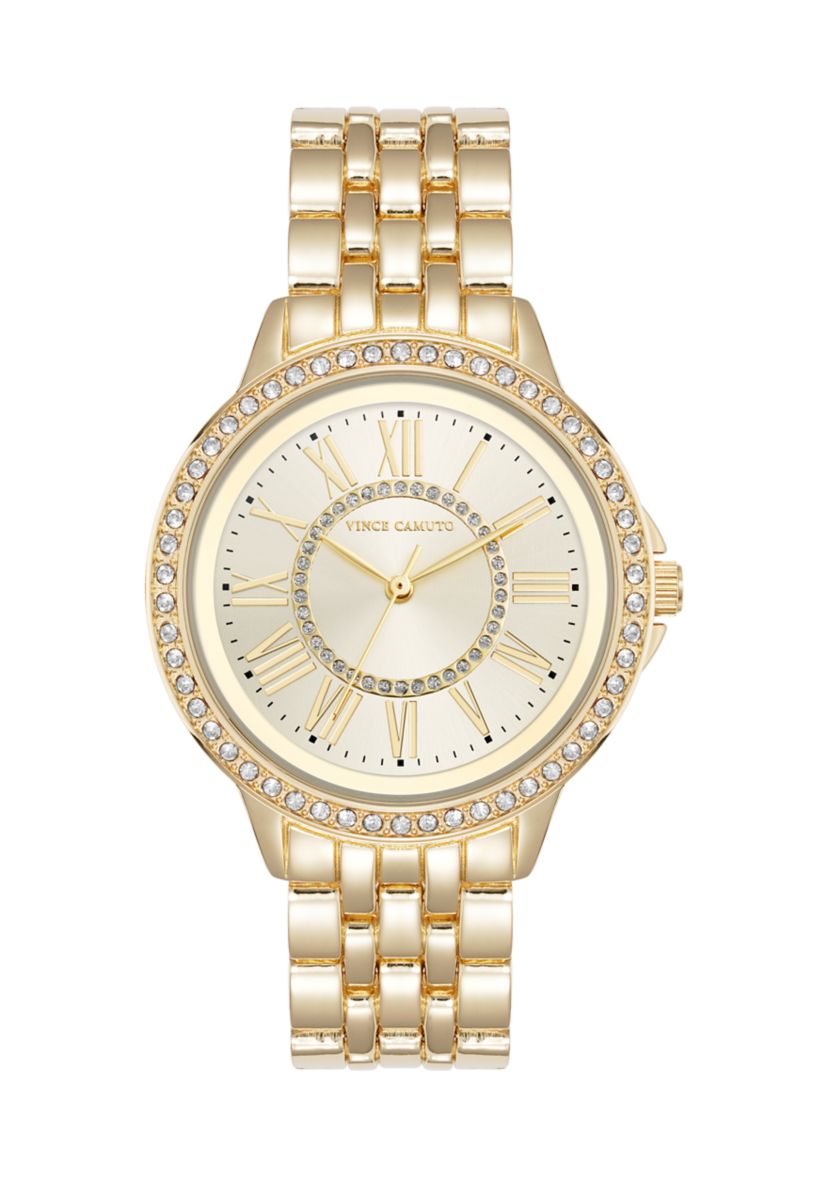 Quartz Metal Alloy Crystal Bezel Watch