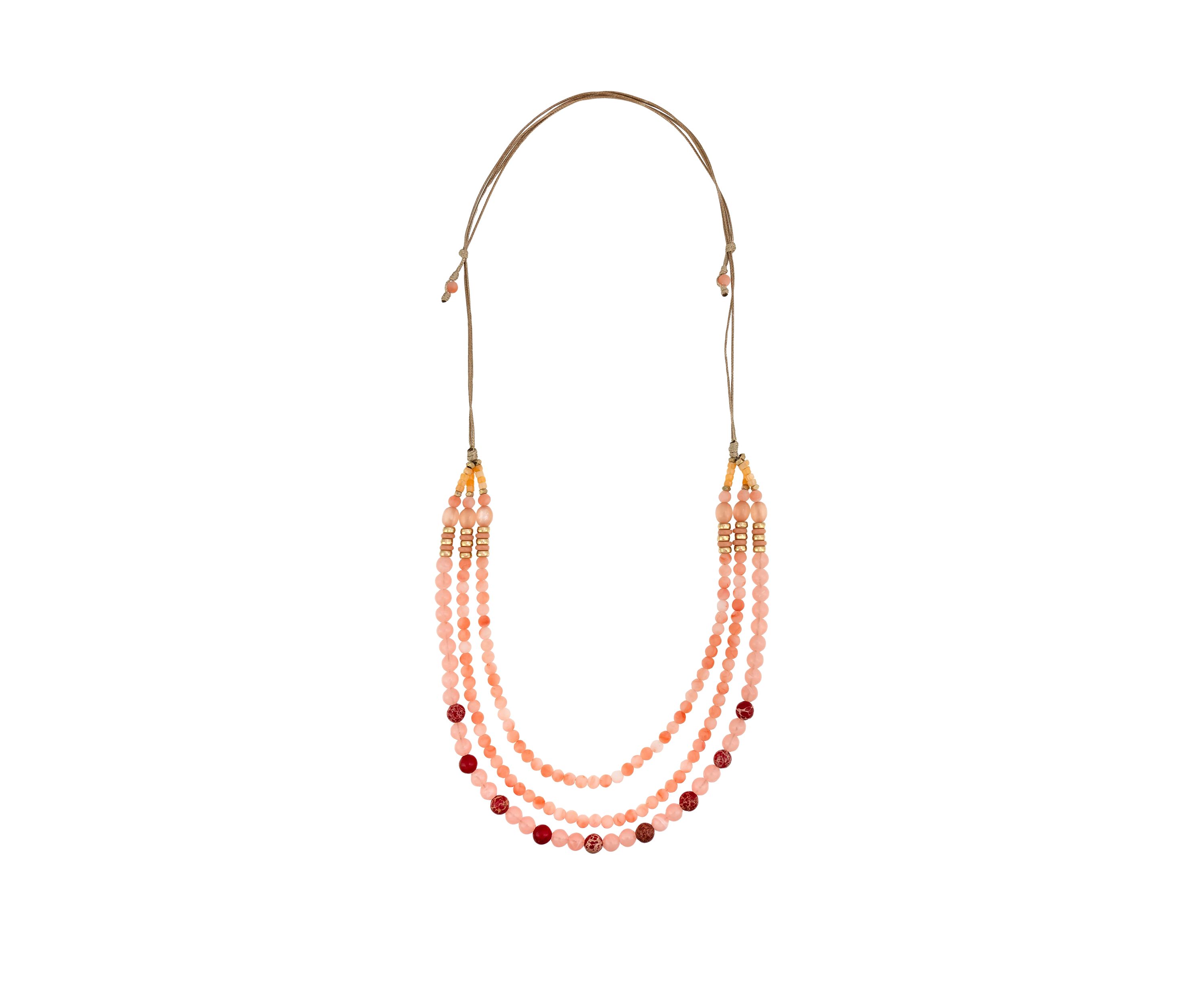 Triple Row Multi Beaded Necklace