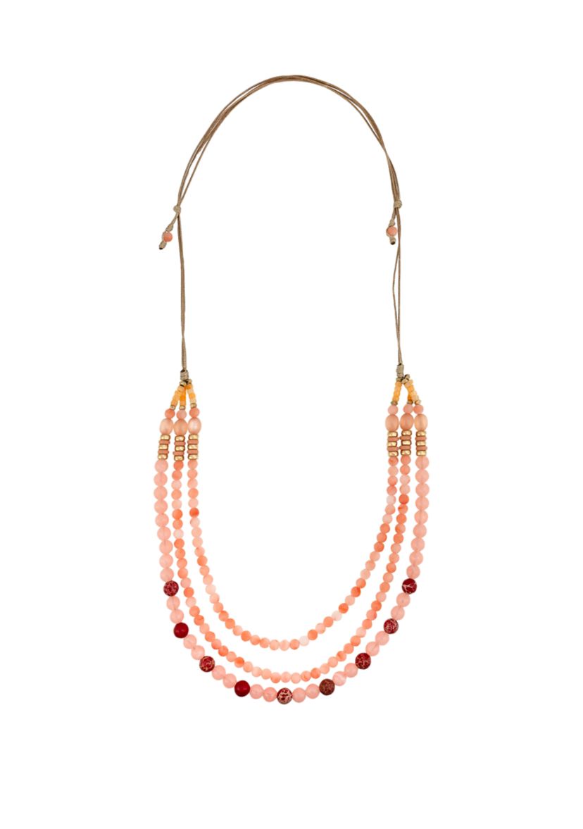 Triple Row Multi Beaded Necklace