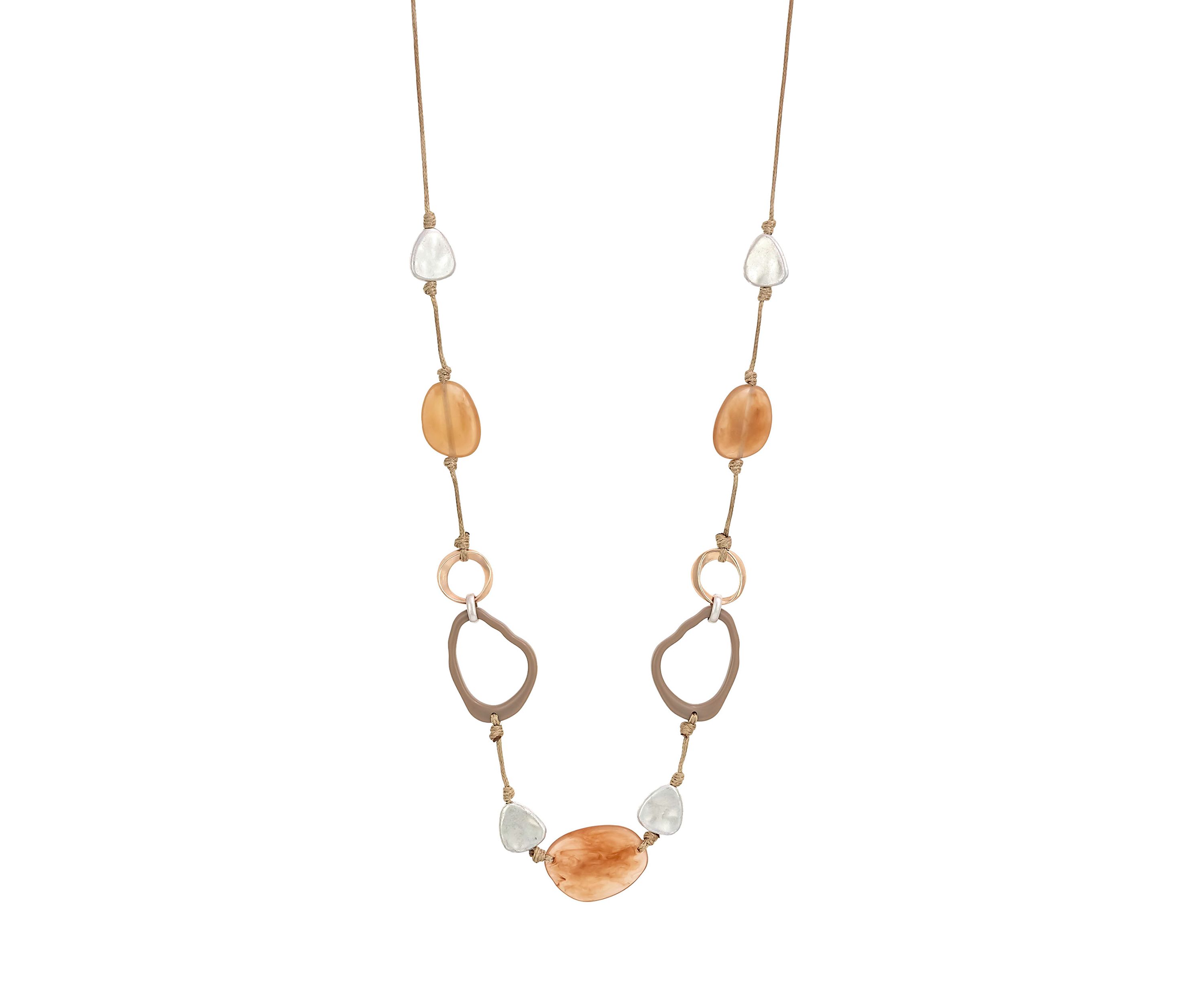Gold Tone 37.5 Single Row Open Linked Beaded Necklace