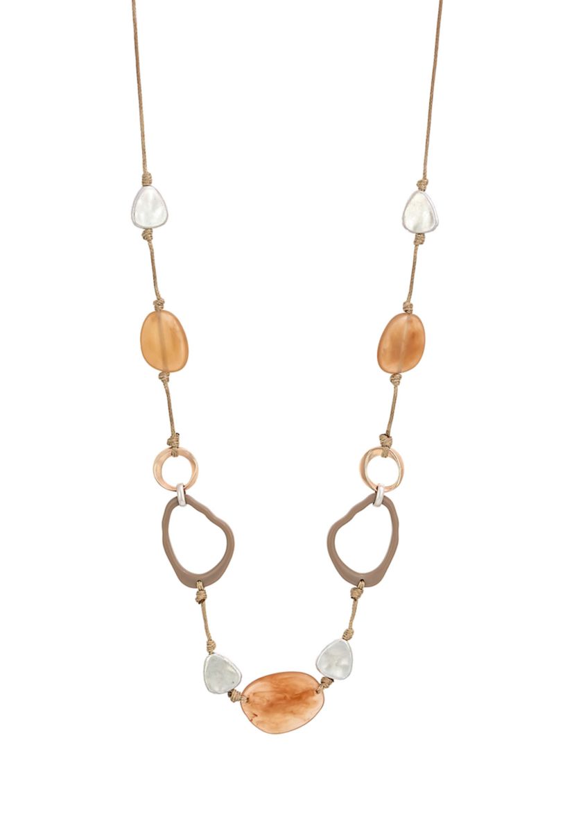 Gold Tone 37.5 Single Row Open Linked Beaded Necklace