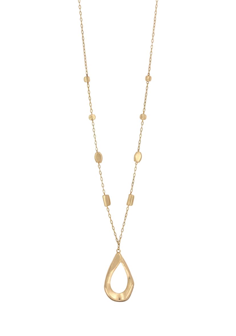 Long Open Teardrop Pendant Necklace
