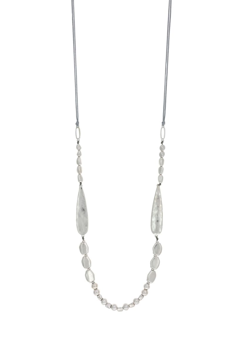 Silver Tone Multi Beaded Necklace