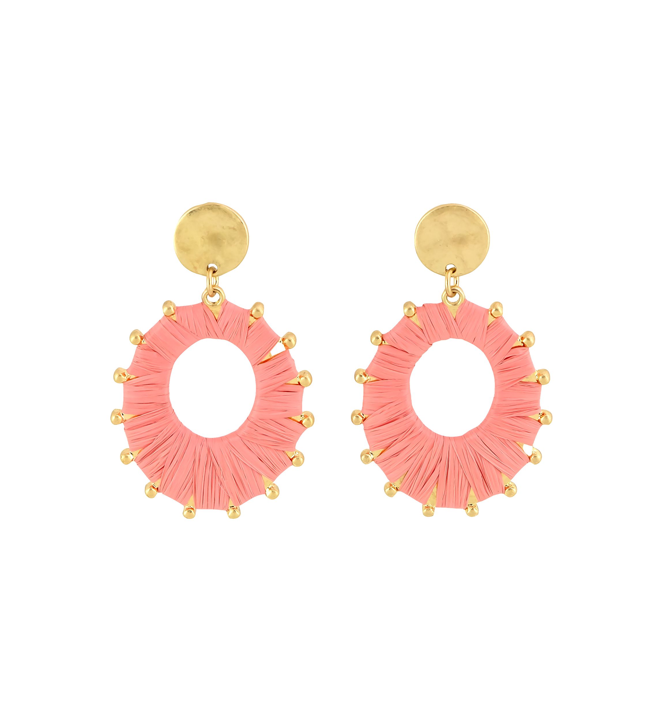 Thread Wrapped Open Oval Post Drop Earrings
