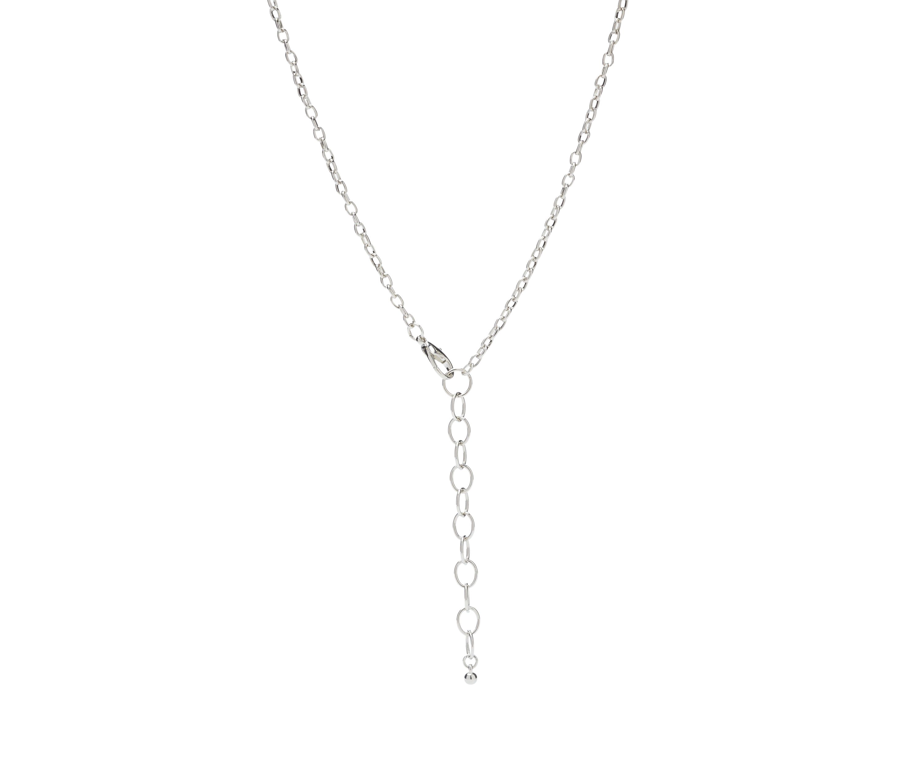 Silver Tone Long  Yellow Stone Donut Pendant Necklace