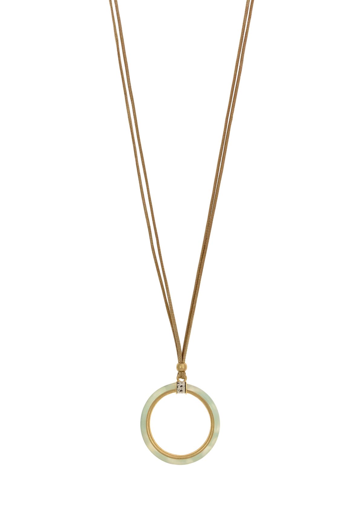 Gold Tone Natural Multi Open Stone Pendant Necklace