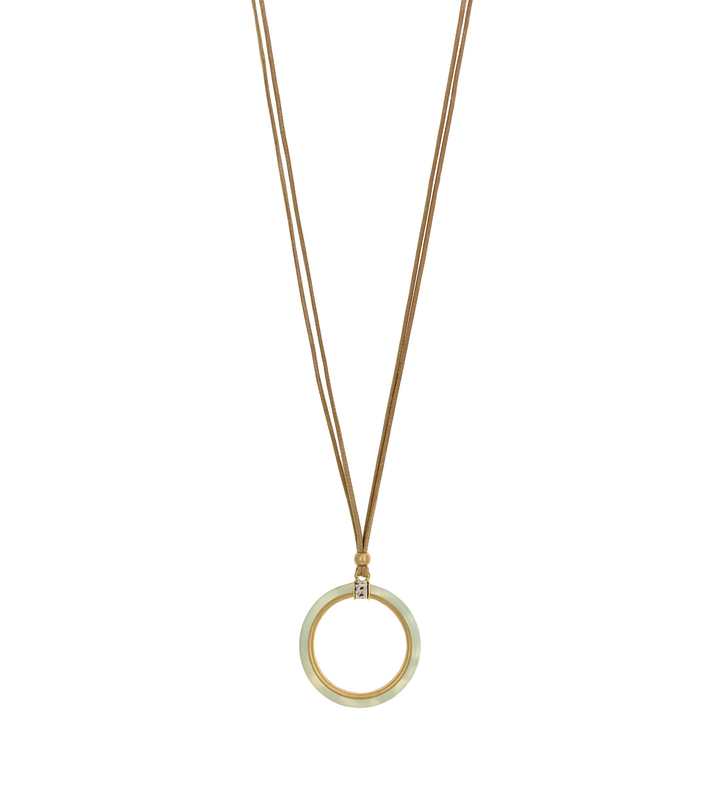 Gold Tone Natural Multi Open Stone Pendant Necklace