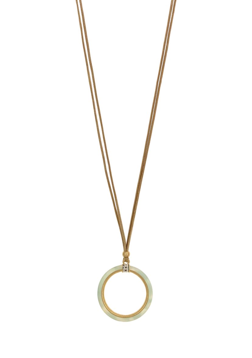 Gold Tone Natural Multi Open Stone Pendant Necklace