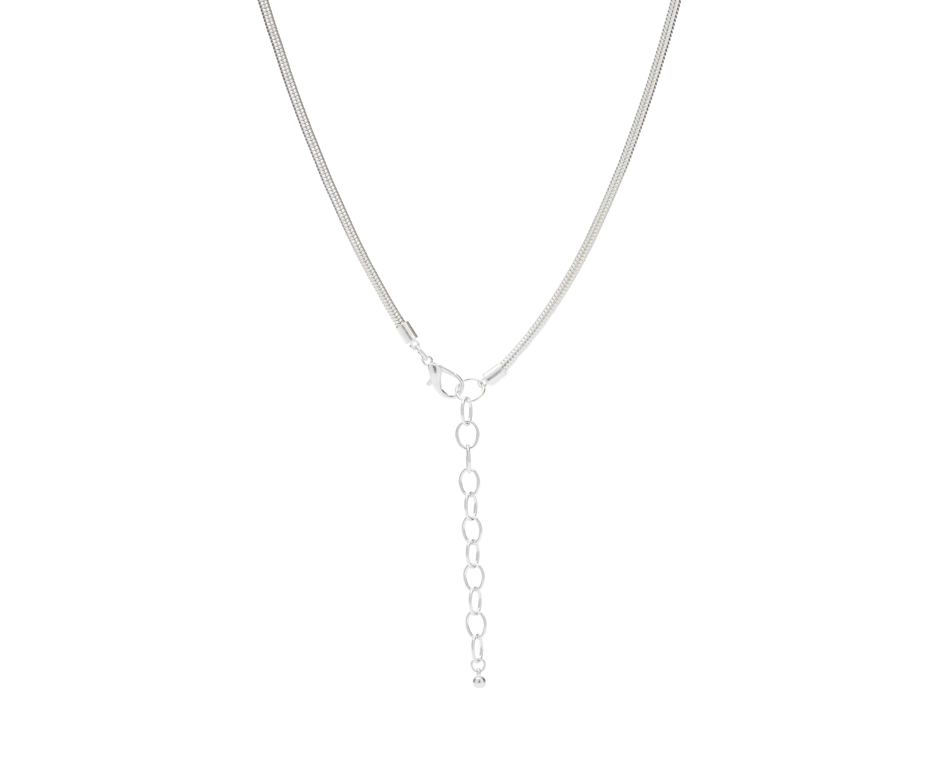 Silver Tone Long Oval Orbital Pendant Necklace