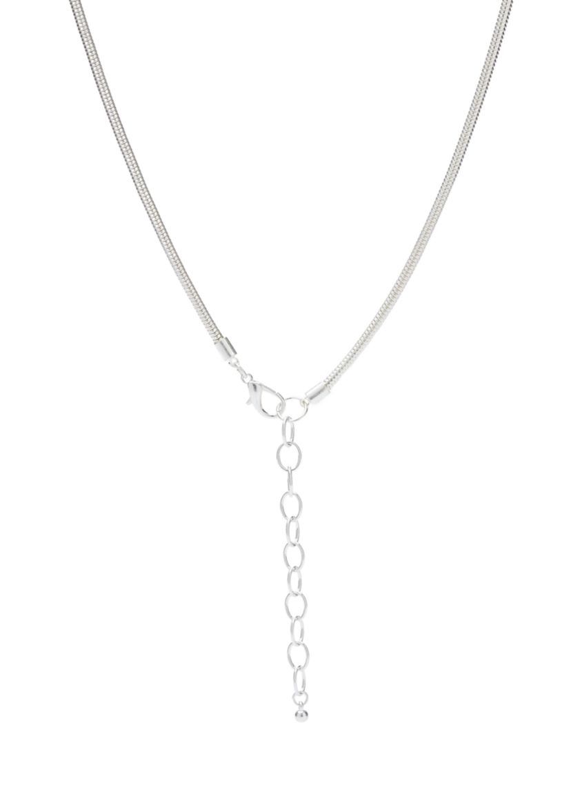 Silver Tone Long Oval Orbital Pendant Necklace