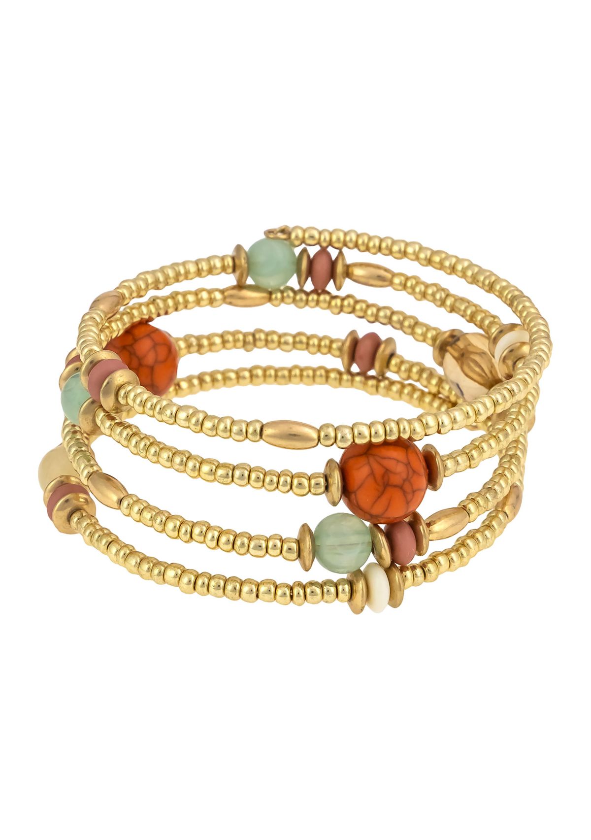 Multi Bead Coil Wrap Bracelet