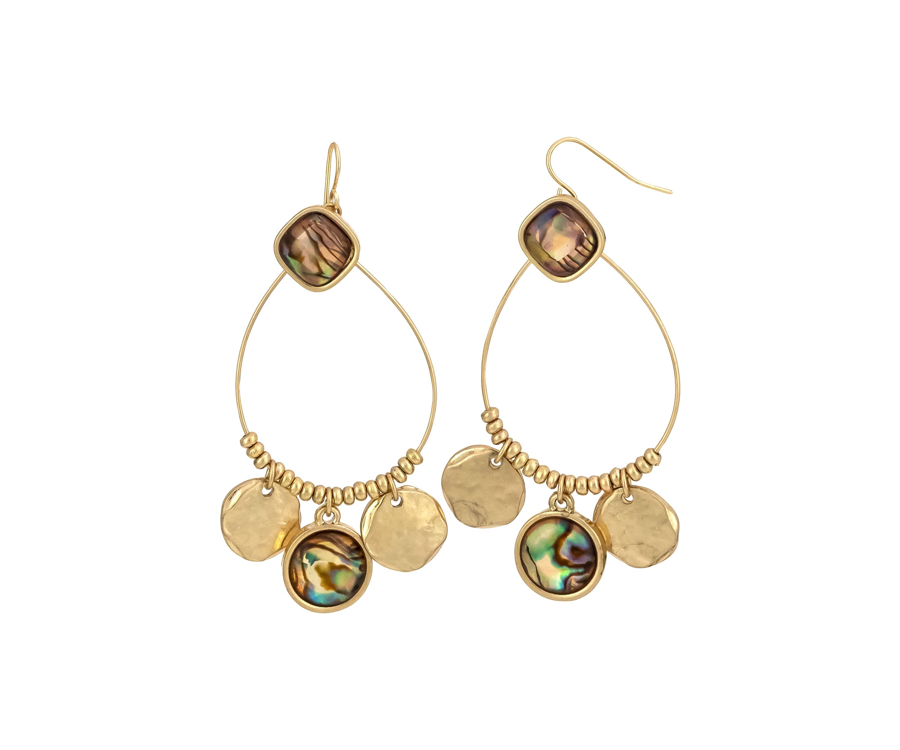 Gold Tone Gypsy Hoop Drop Earrings
