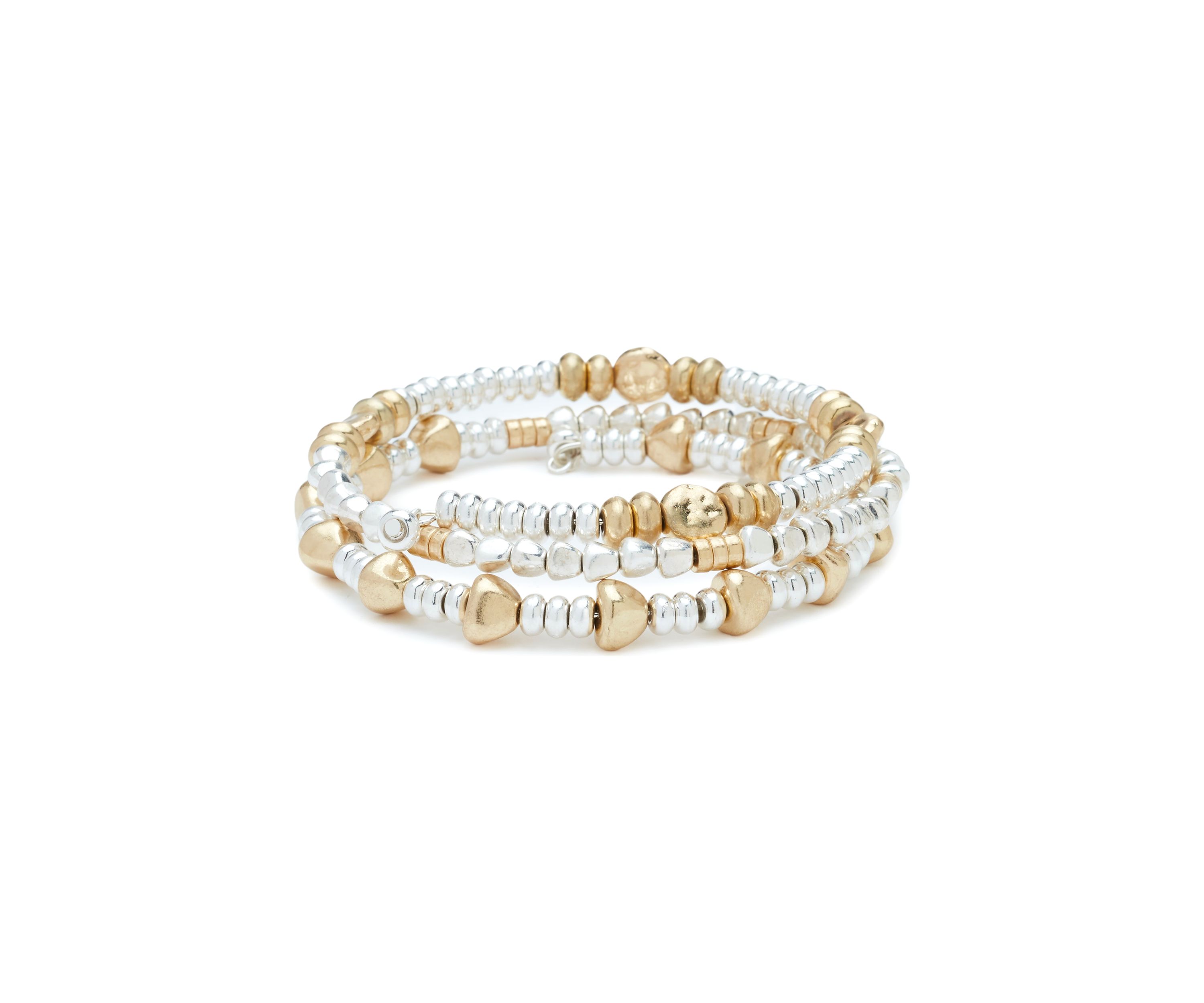 Two Tone Beaded Coil Bracelet
