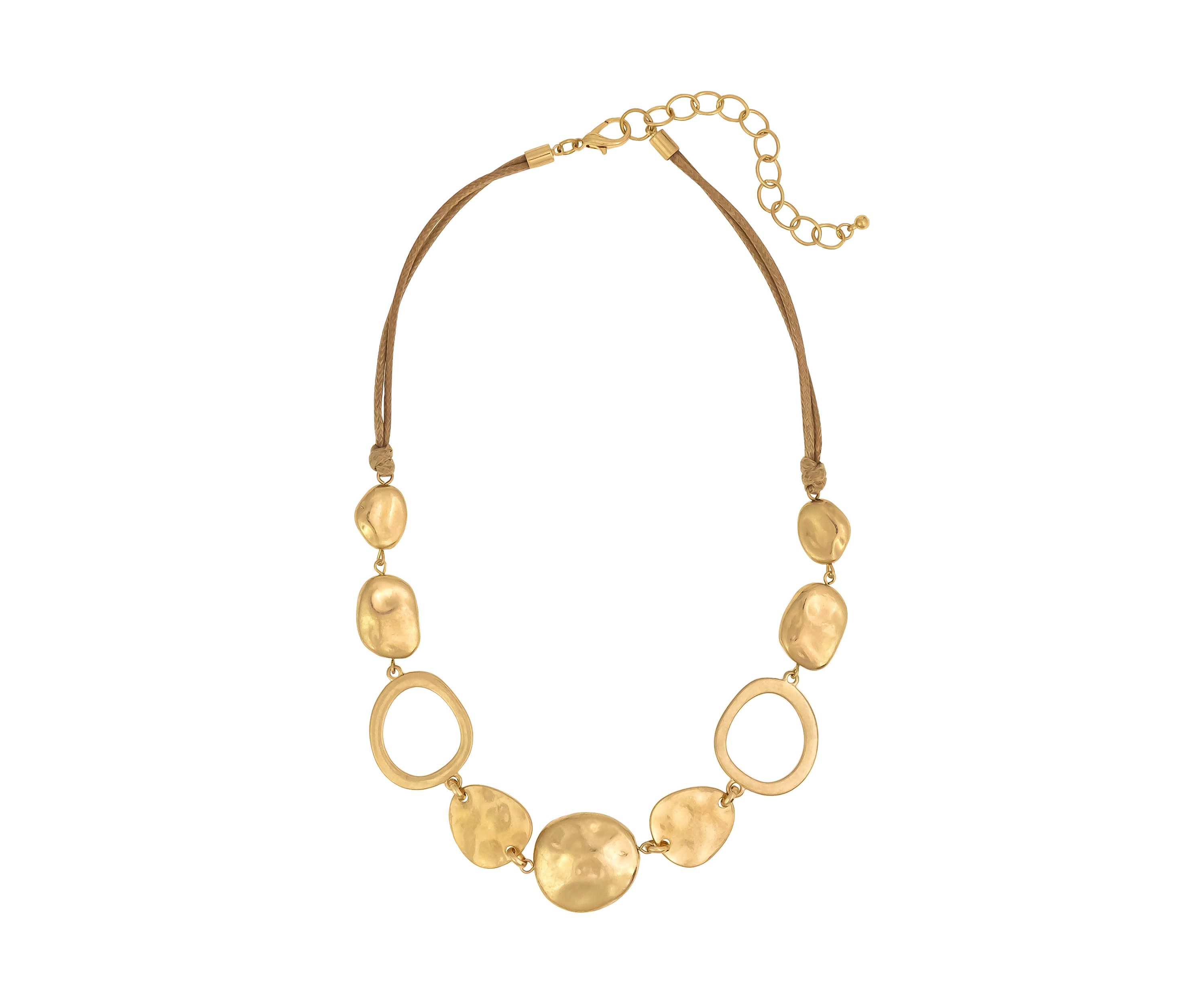Gold-Tone Open Link and Nugget Frontal Necklace