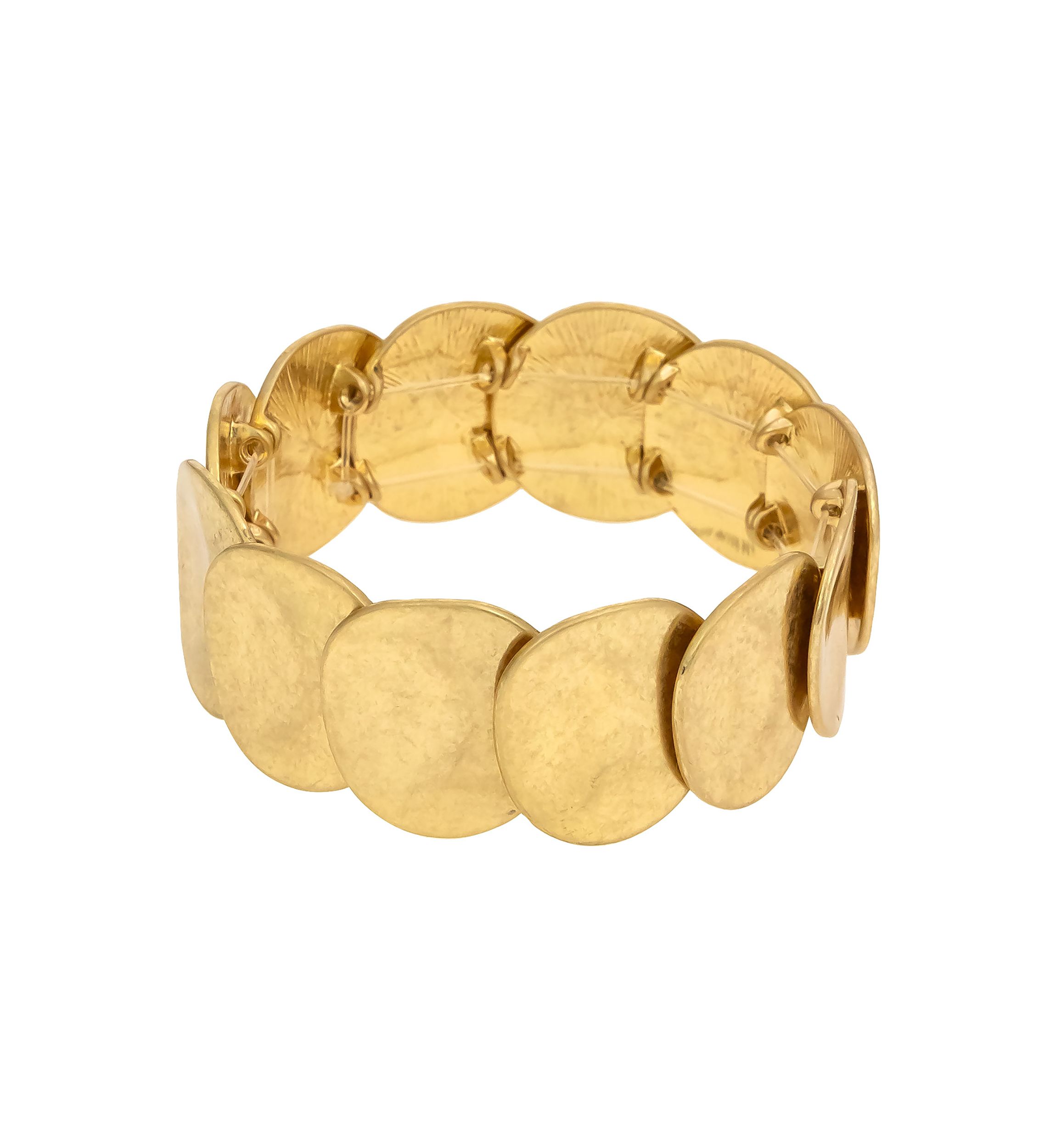 Hammered Round Disc Stretch Bracelet