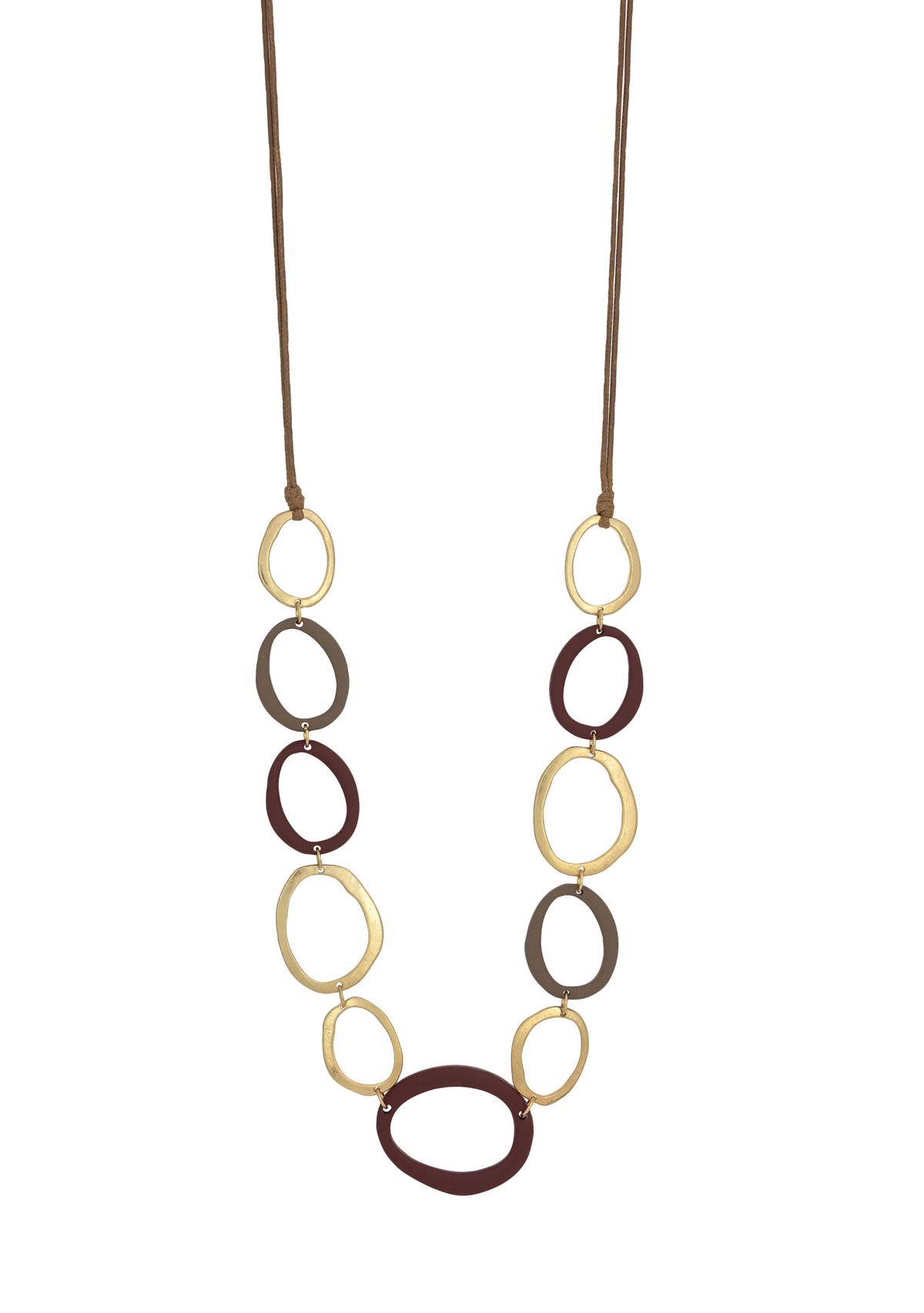 Gold Tone Open Berry/neutral & Metal Linked Necklace