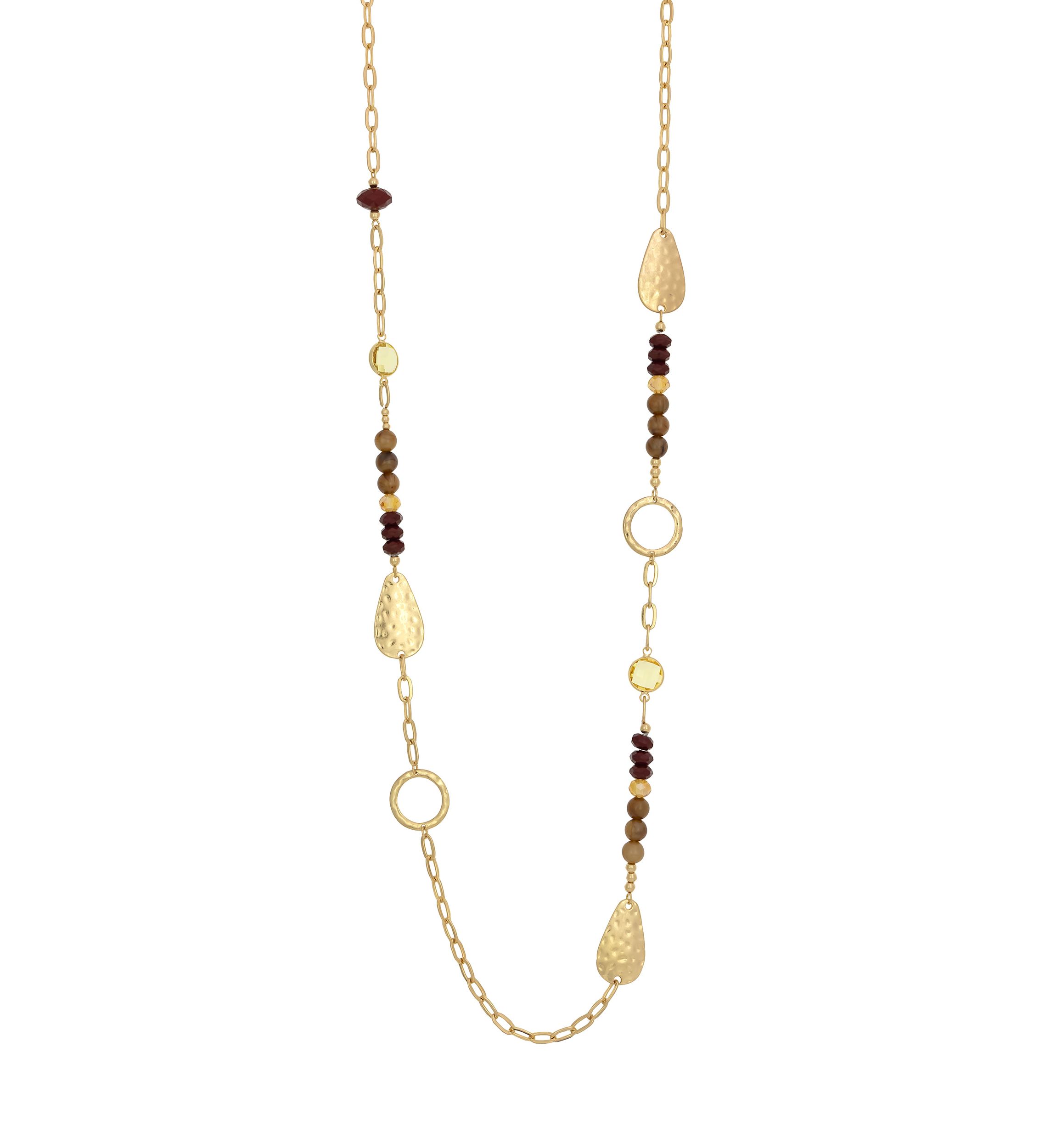 Gold Tone Long Linked Berry Bead Necklace