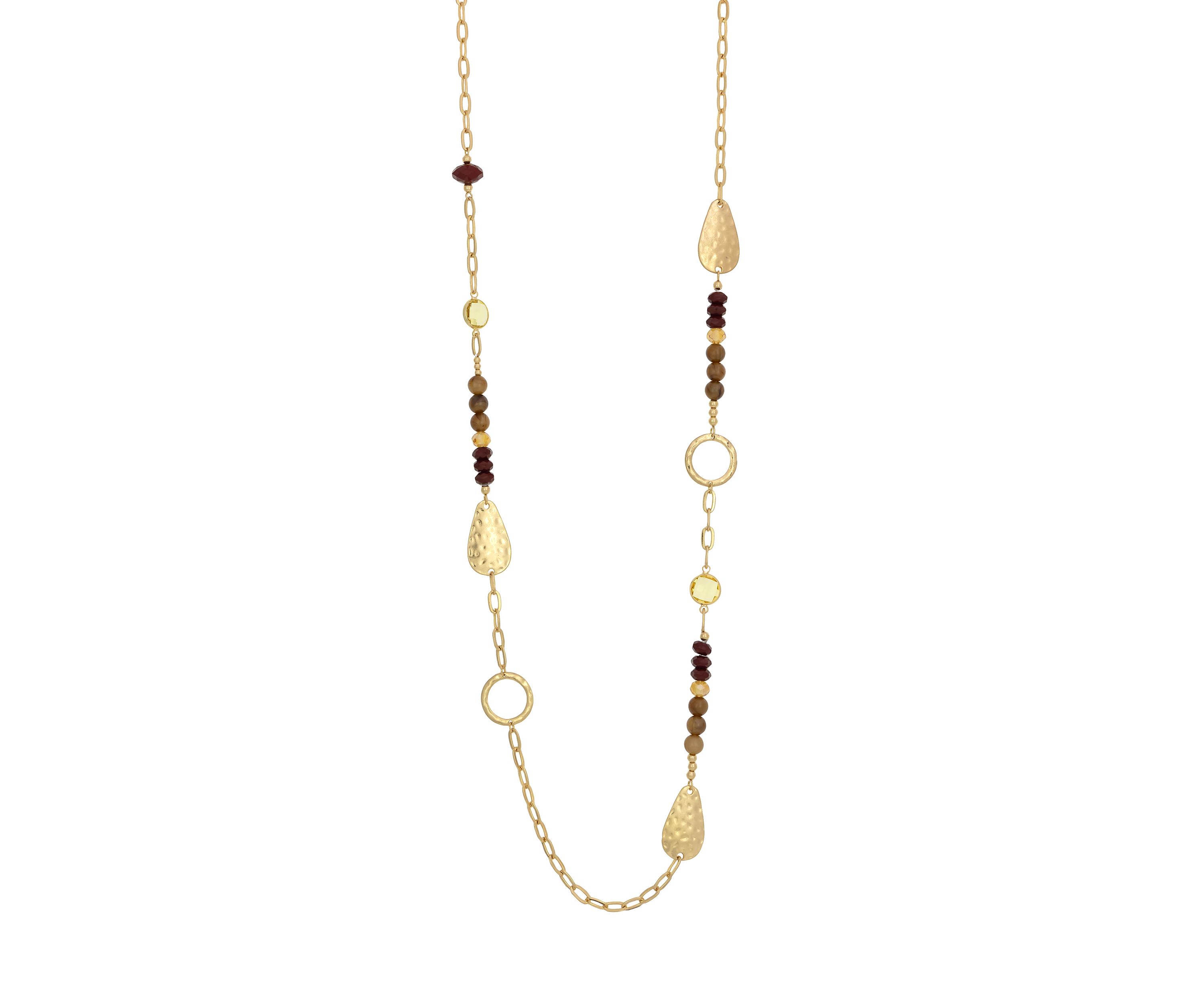 Gold Tone Long Linked Berry Bead Necklace