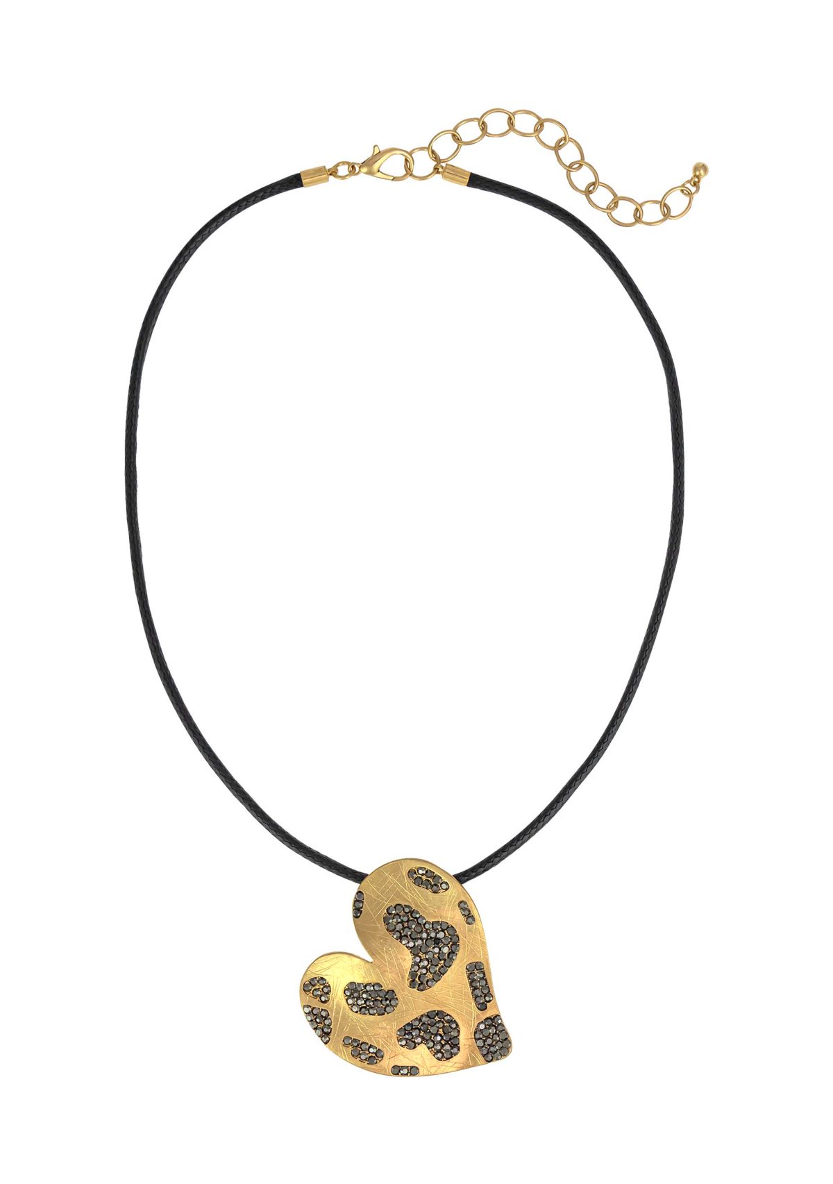 Hematite Stone Accented Heart Pendant Necklace