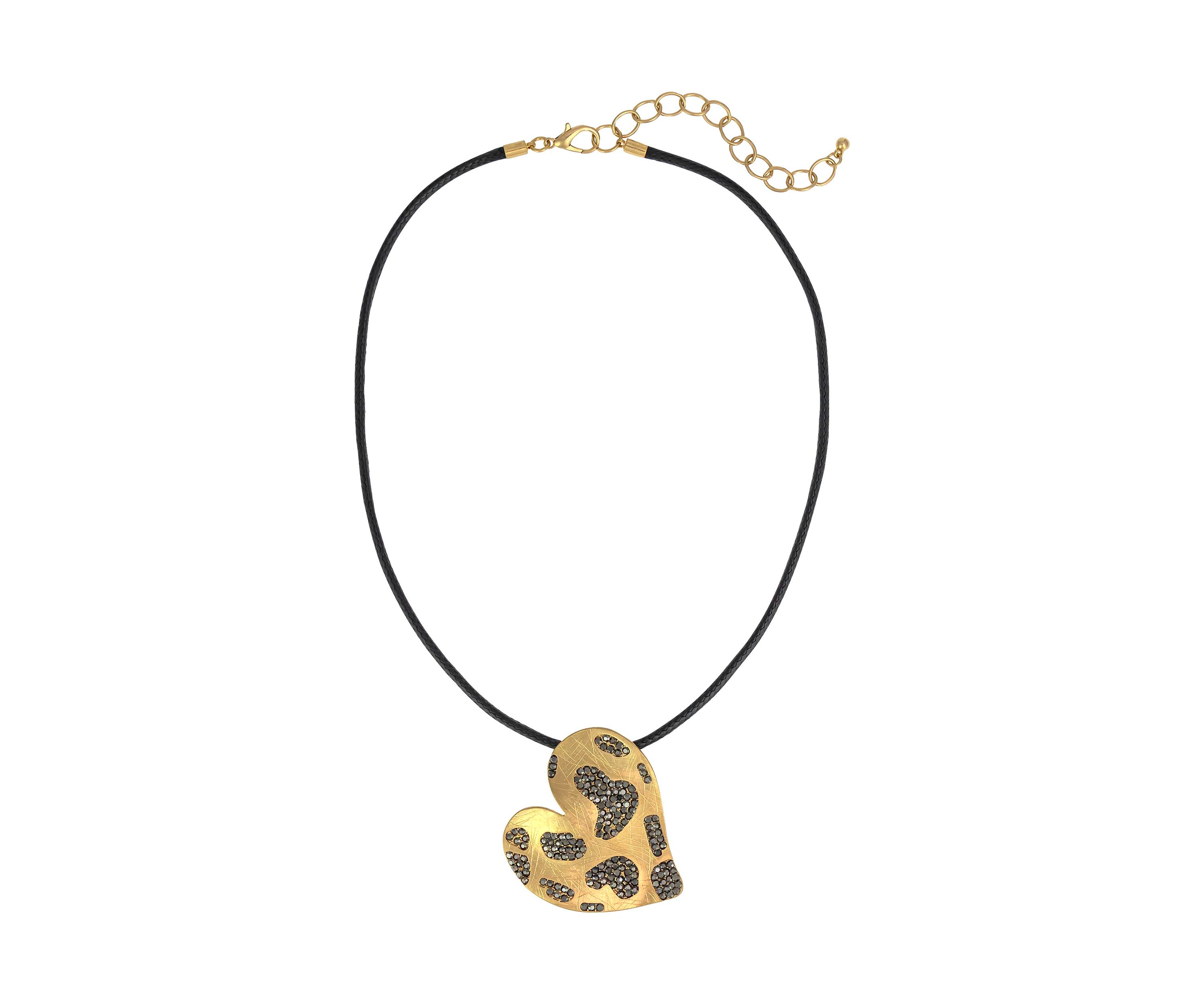 Hematite Stone Accented Heart Pendant Necklace