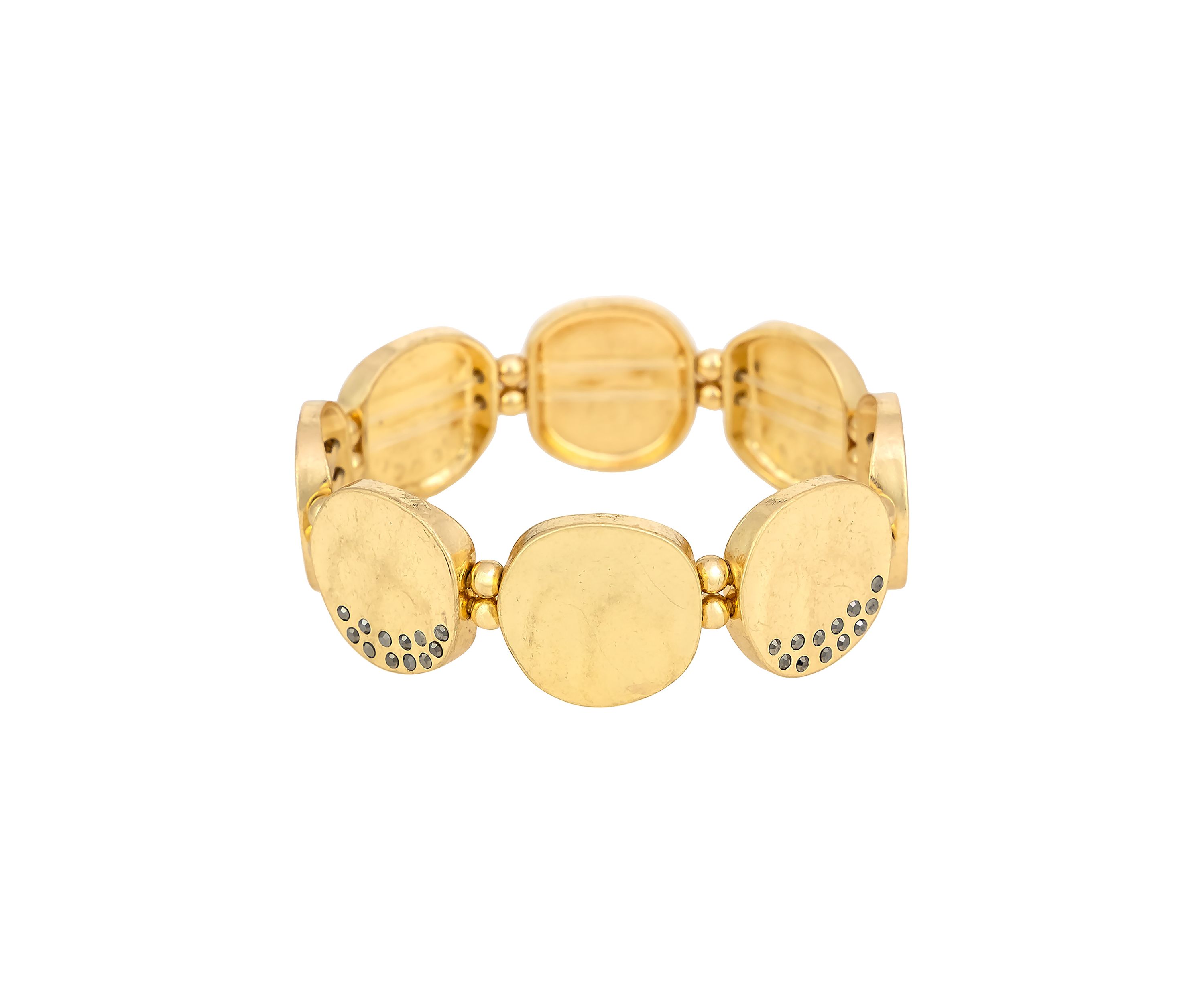 Round Disc with Scattered Stones Stretch Bracelet