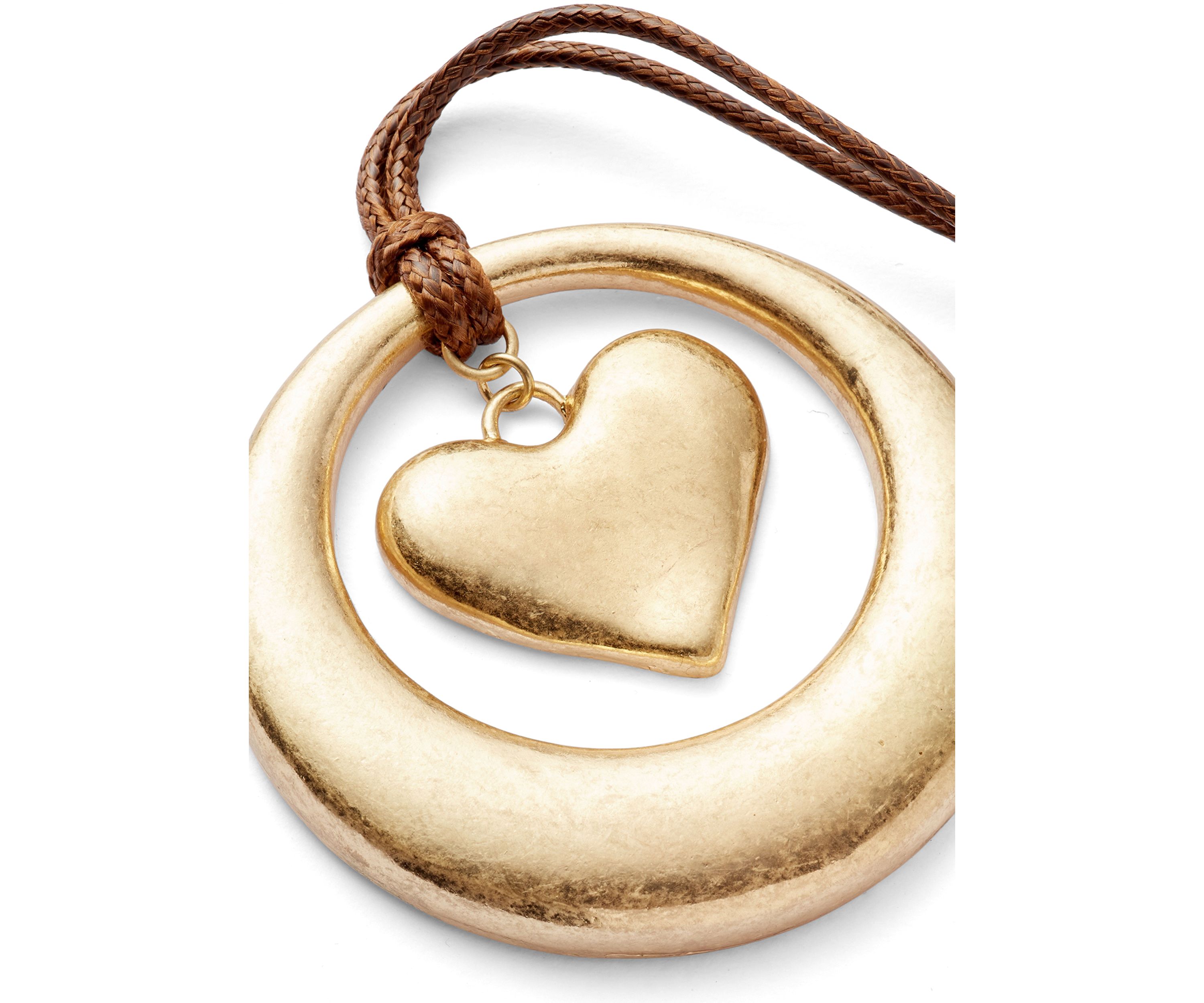 Two Tone Long Heart Inset Pendant Necklace