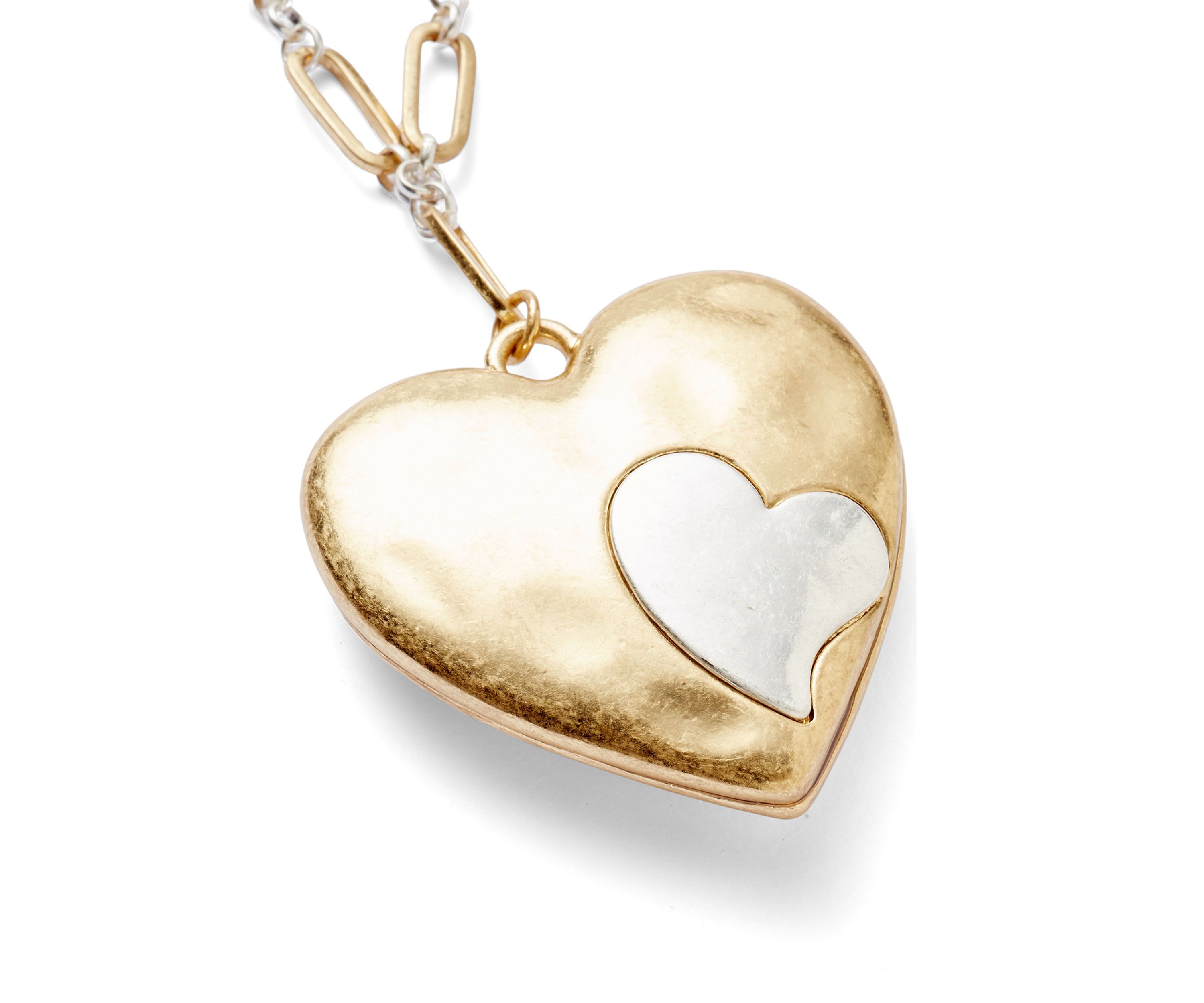 Gold Tone Brown Cord Long Orbital Heart Pendant Necklace