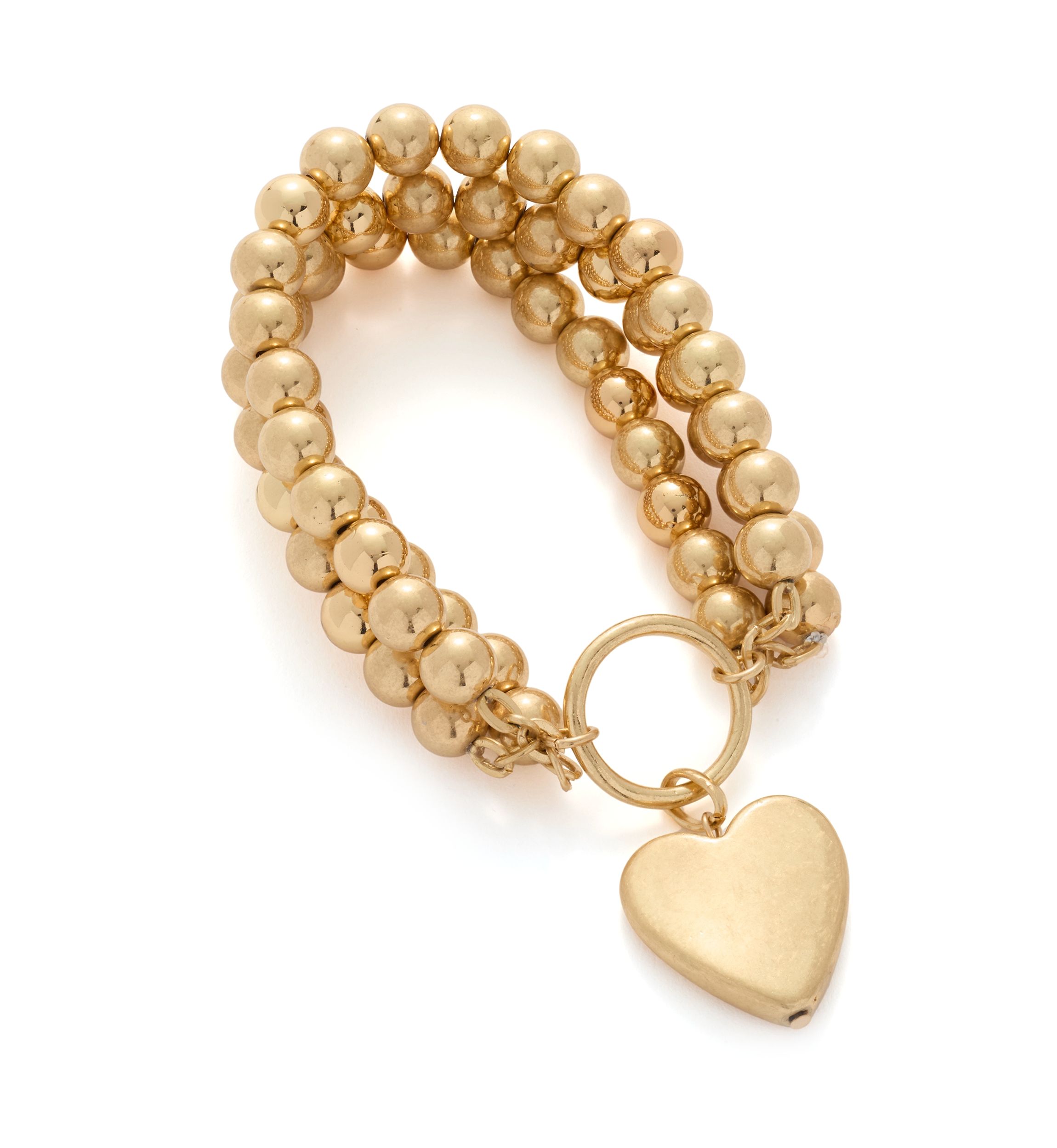 3 Row Beaded Stretch Heart Drop Bracelet