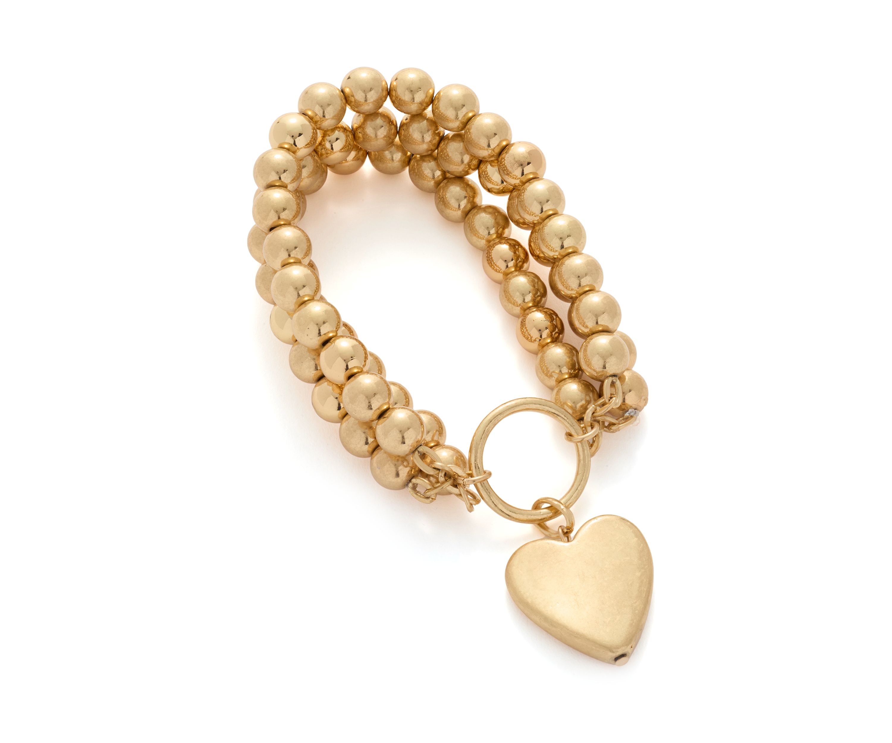 3 Row Beaded Stretch Heart Drop Bracelet