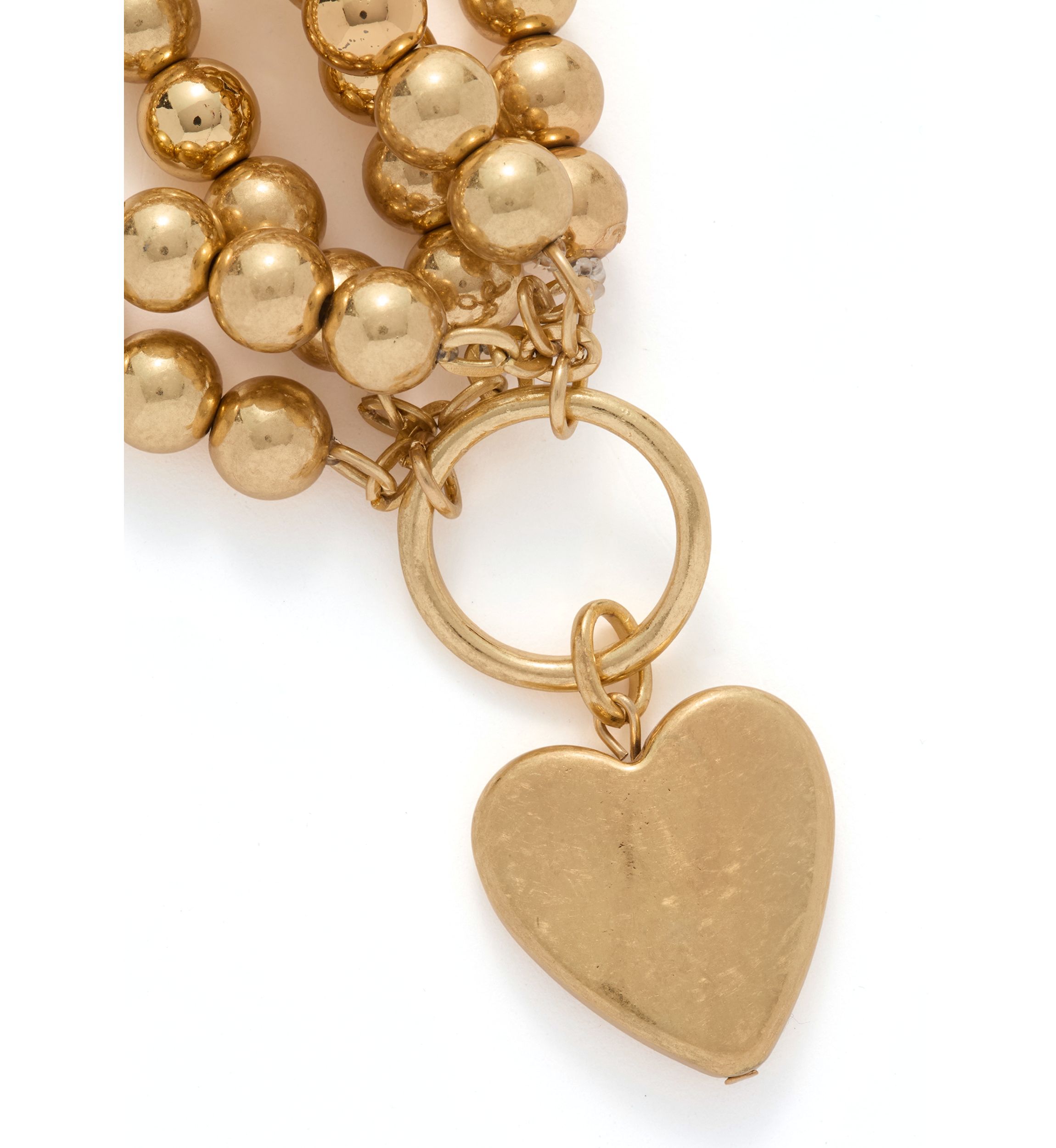 3 Row Beaded Stretch Heart Drop Bracelet