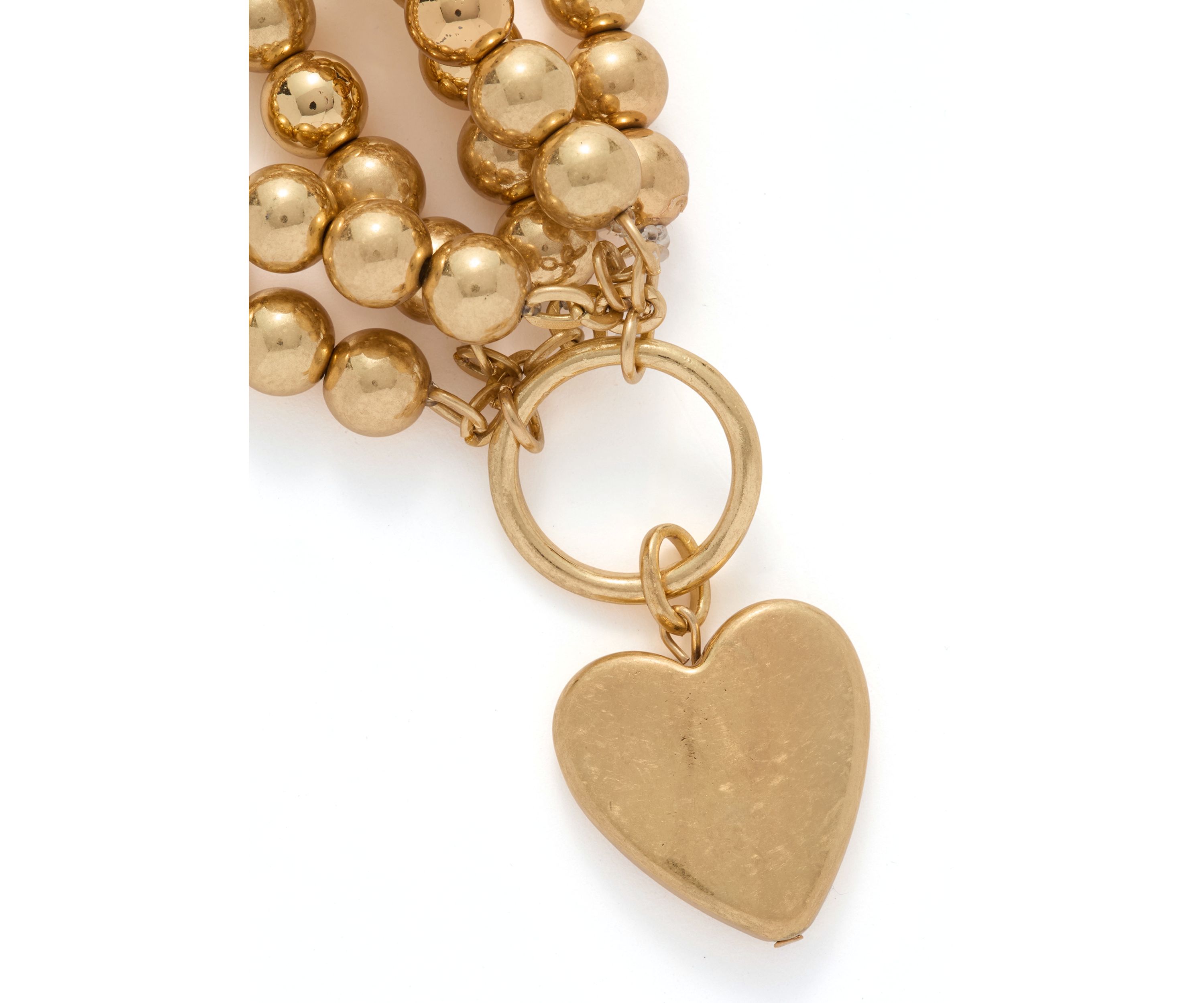 3 Row Beaded Stretch Heart Drop Bracelet