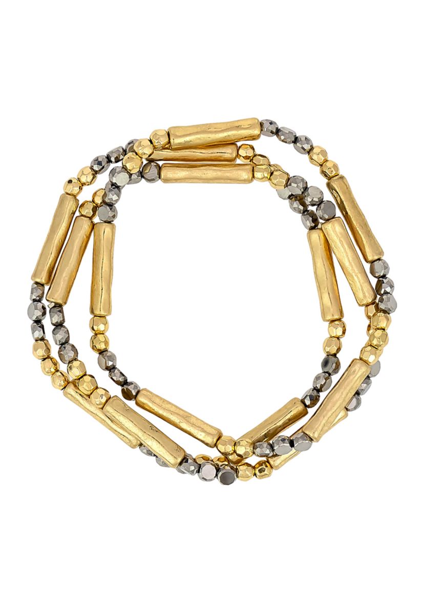 3 Row Beaded Stretch Bracelet Set