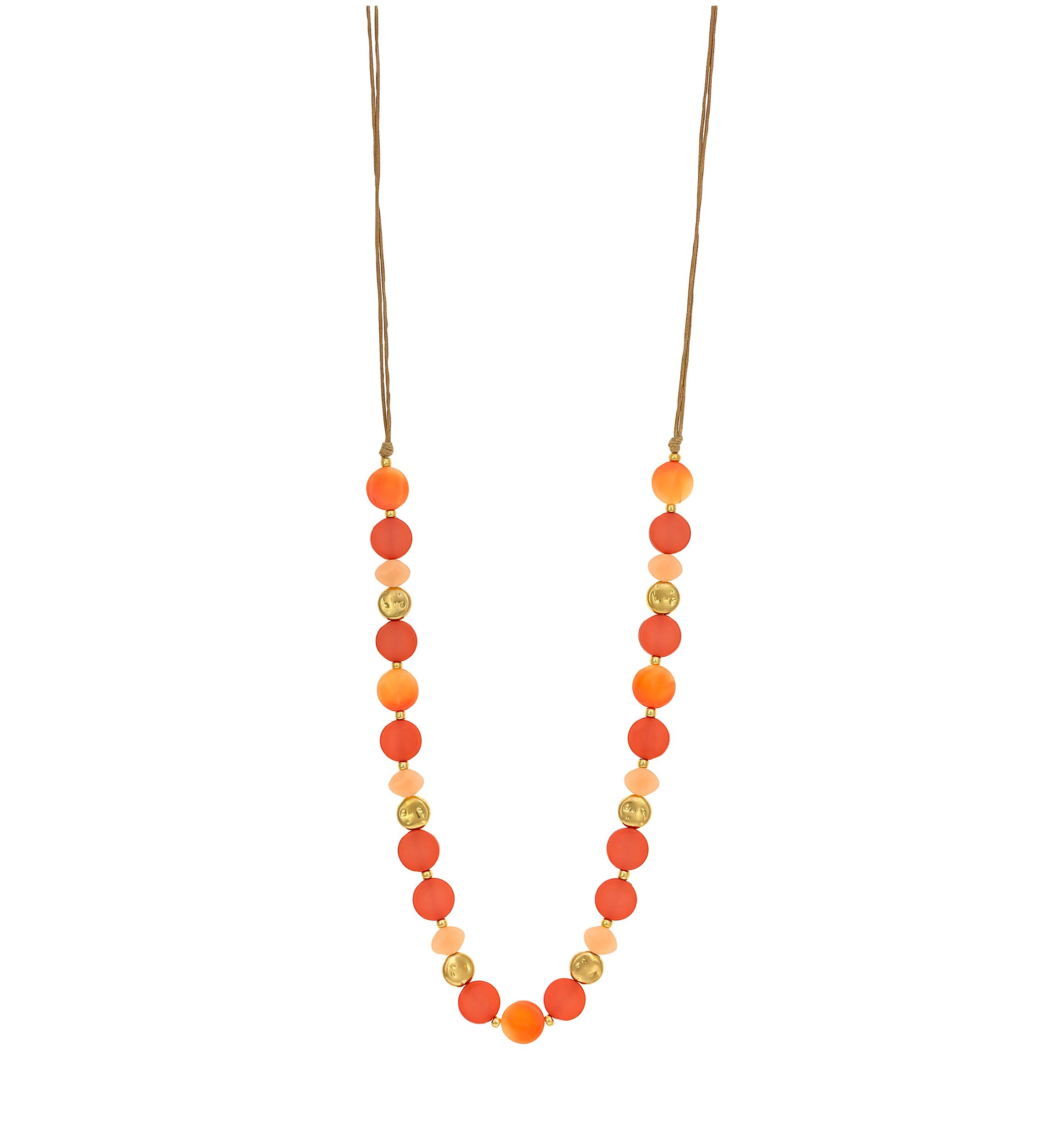 Gold-Tone Long Coral Bead Necklace