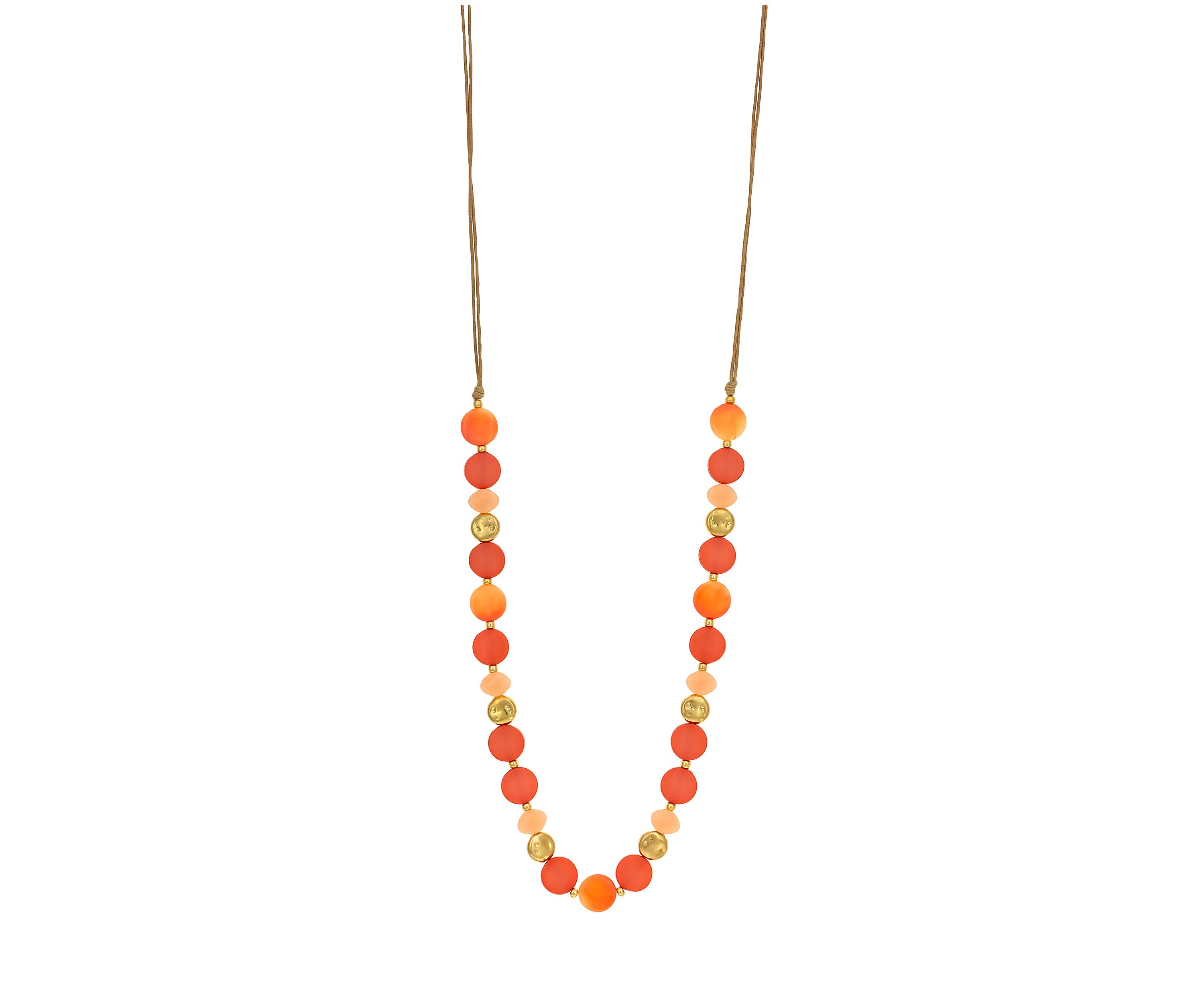 Gold-Tone Long Coral Bead Necklace