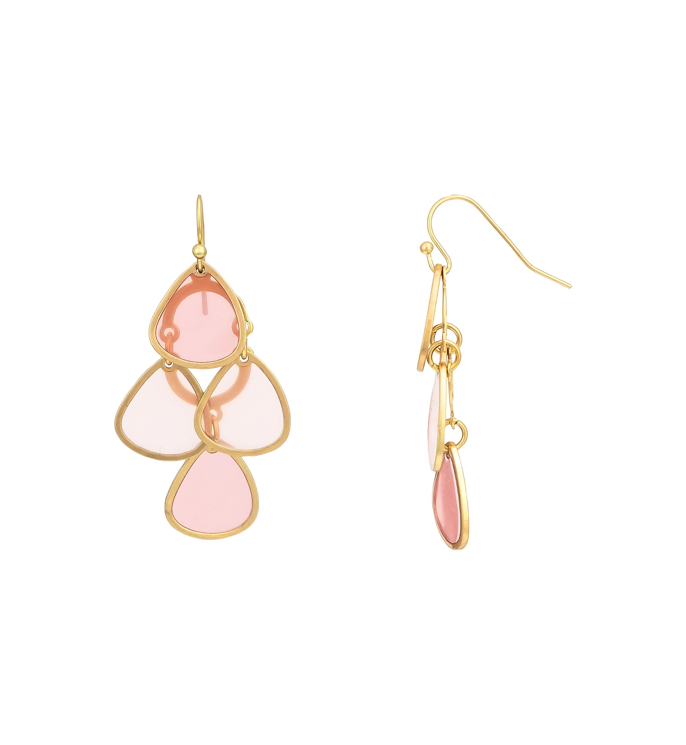 Gold Tone Multi Coral Teardrop Kite Earrings
