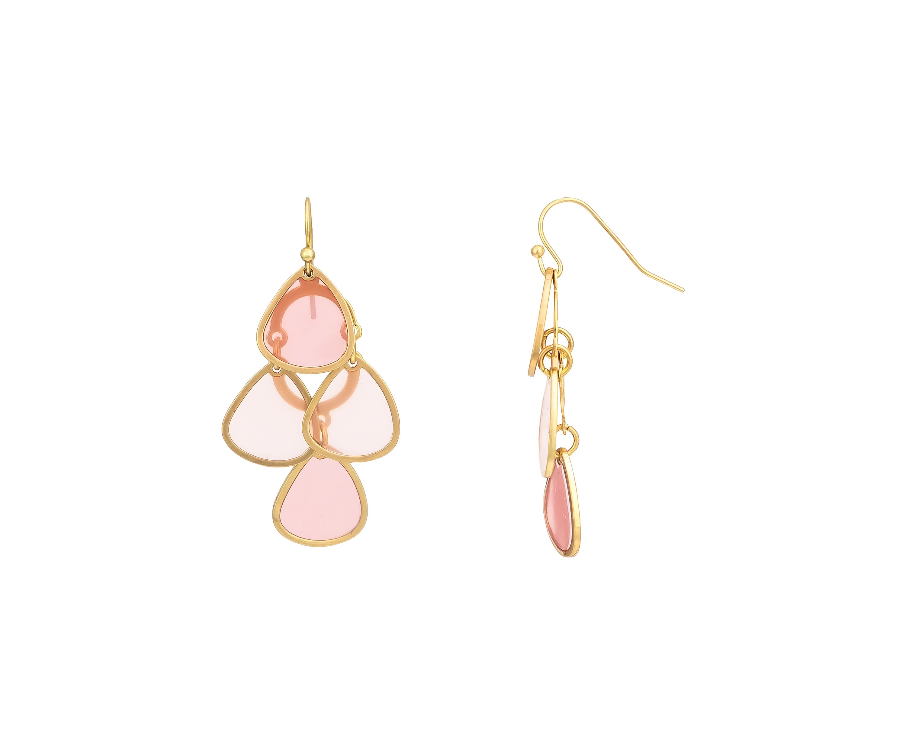 Gold Tone Multi Coral Teardrop Kite Earrings