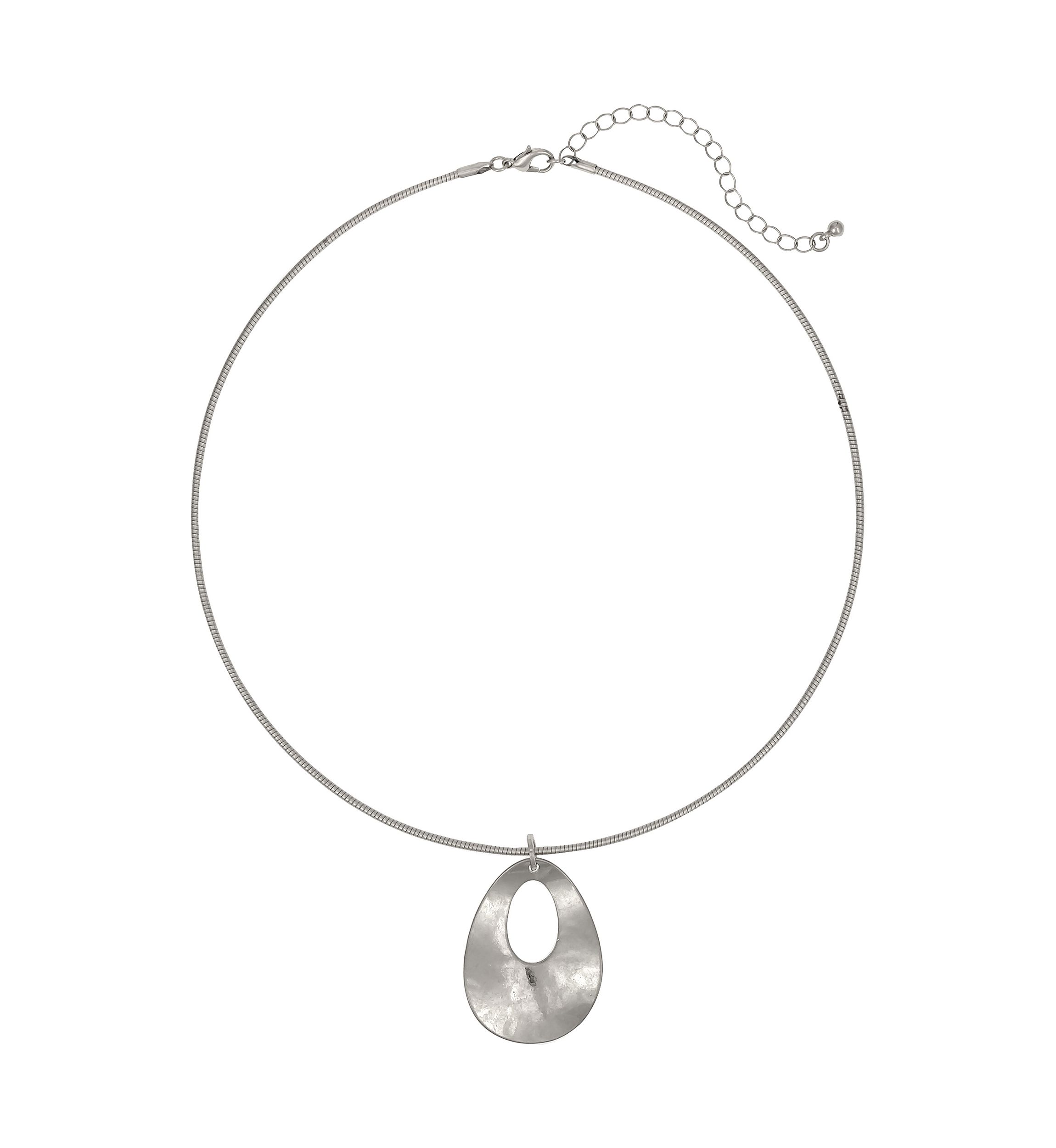 Neckwire with Open Oval Disc Pendant Drop Necklace