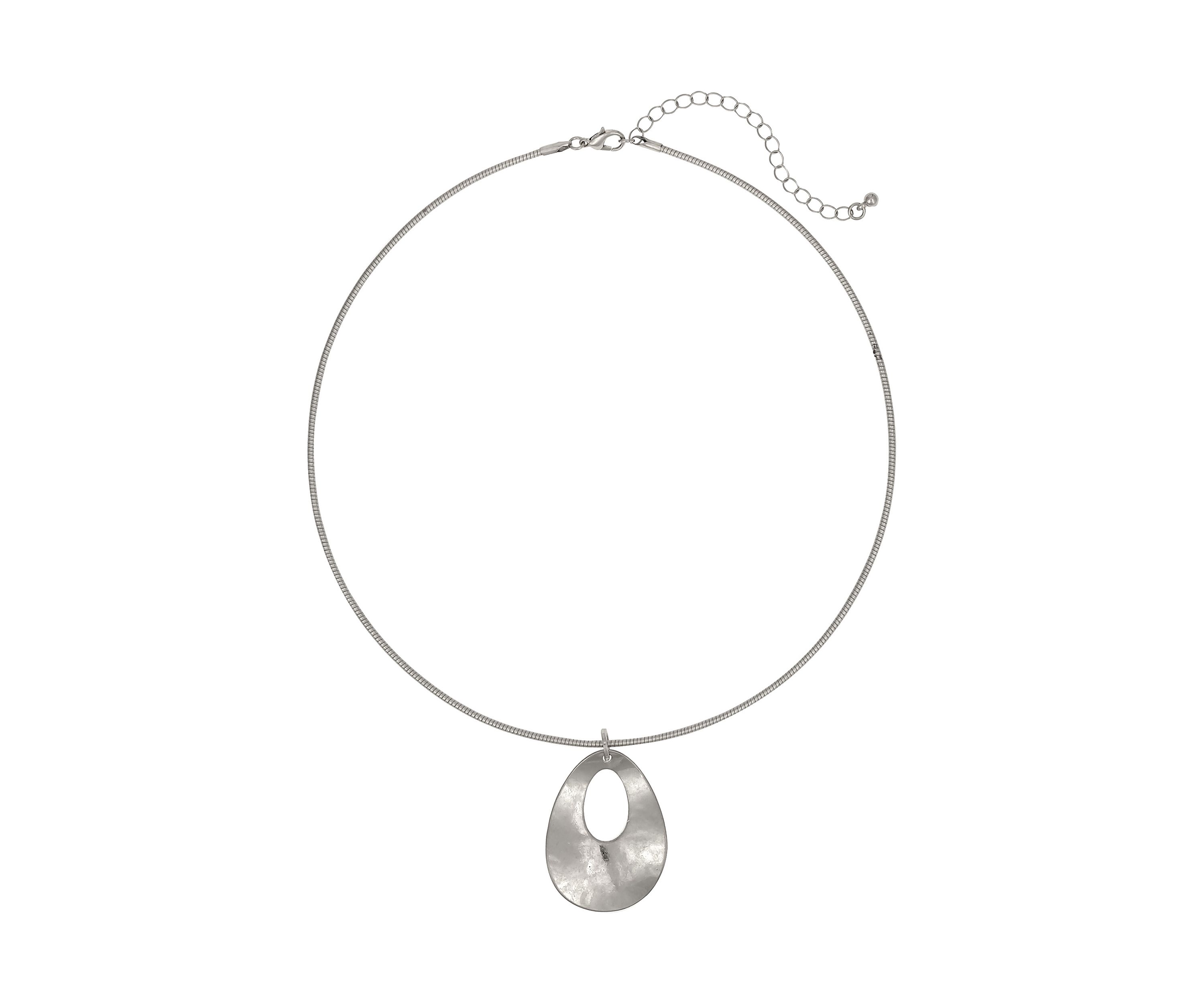Neckwire with Open Oval Disc Pendant Drop Necklace