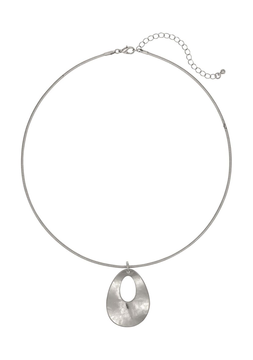 Neckwire with Open Oval Disc Pendant Drop Necklace