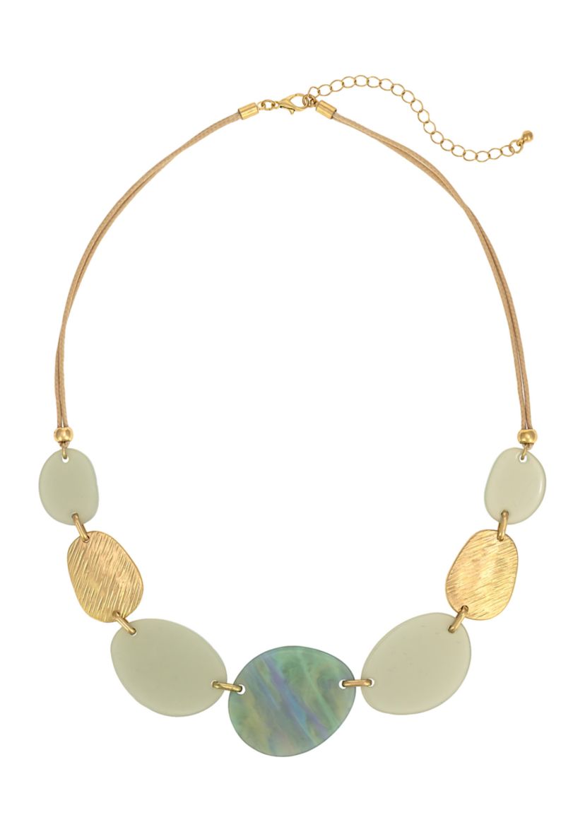 Gold Tone Mix Oval Link Frontal Necklace