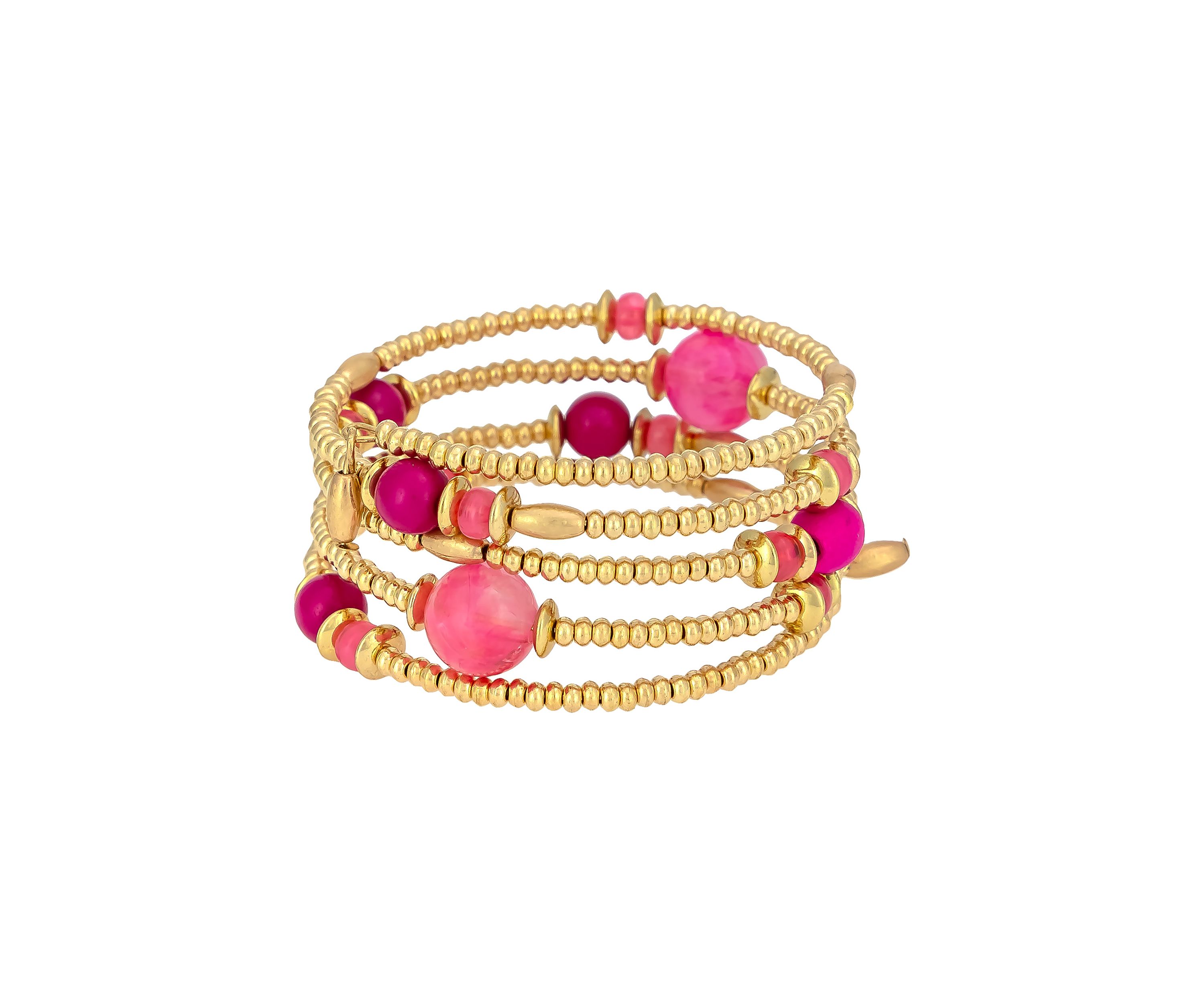 Multi Bead Coil Wrap Bracelet