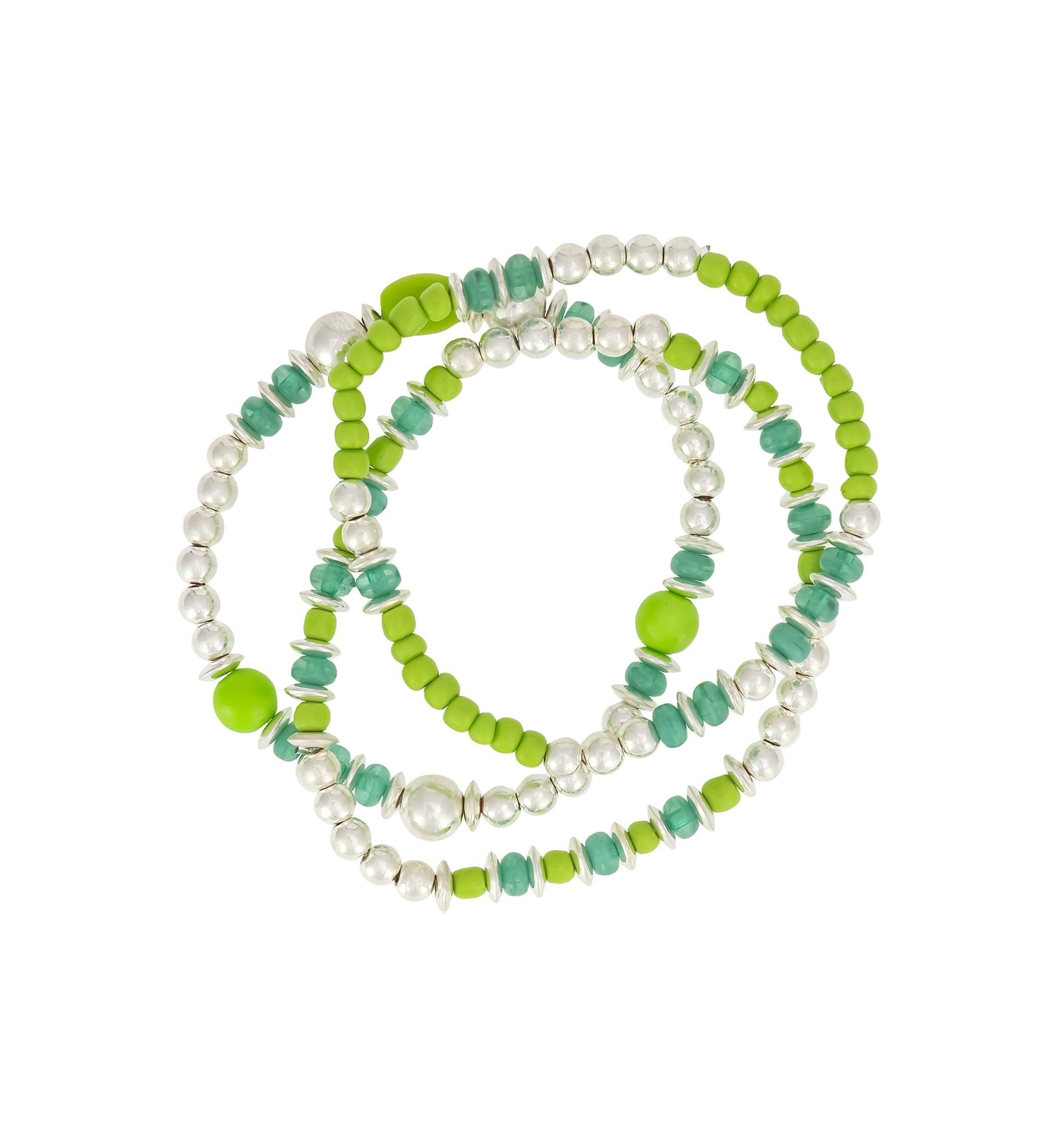3 Row Multi Beaded Stretch Bracelet Set