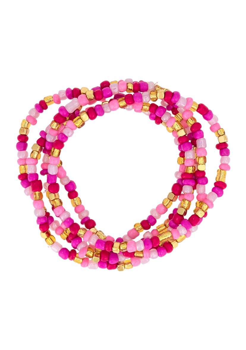 5 Row Multi Seed Bead Stretch Bracelet Set