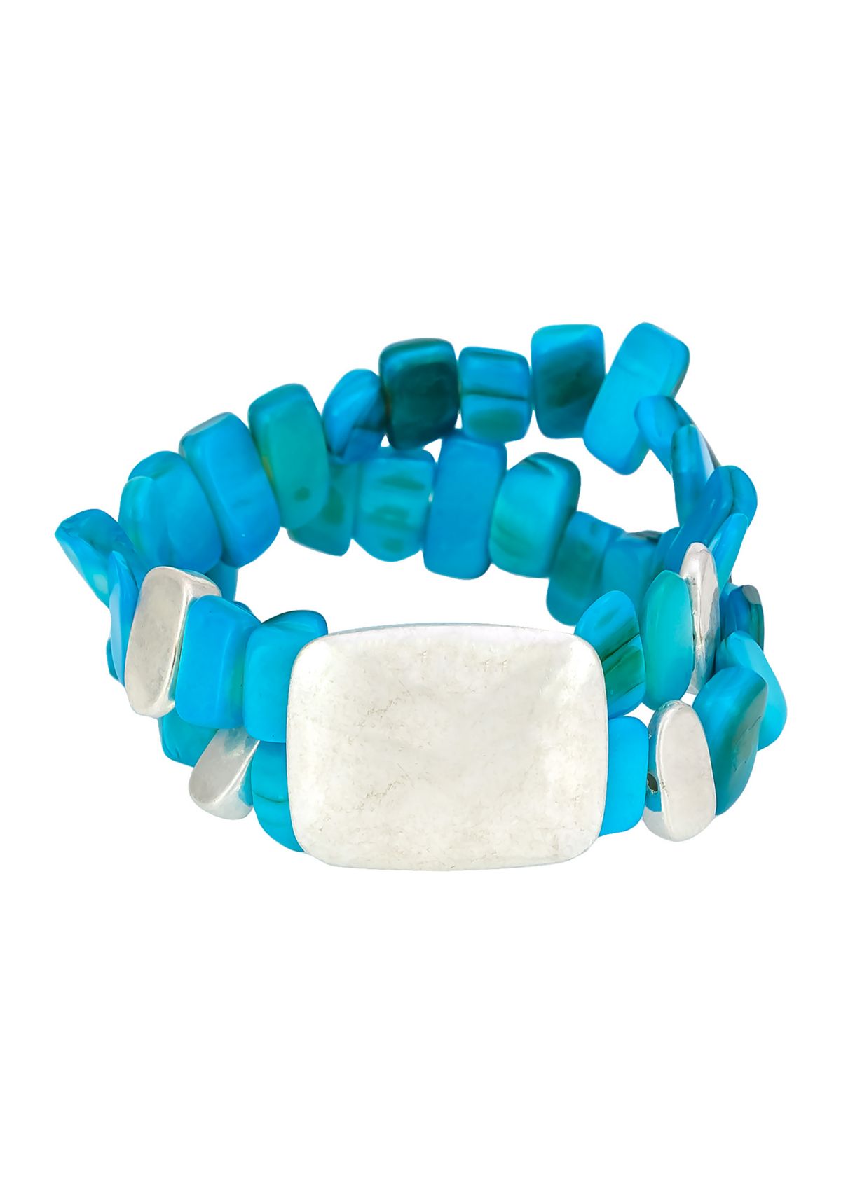 2 Row Shell Beaded Stretch Bracelet